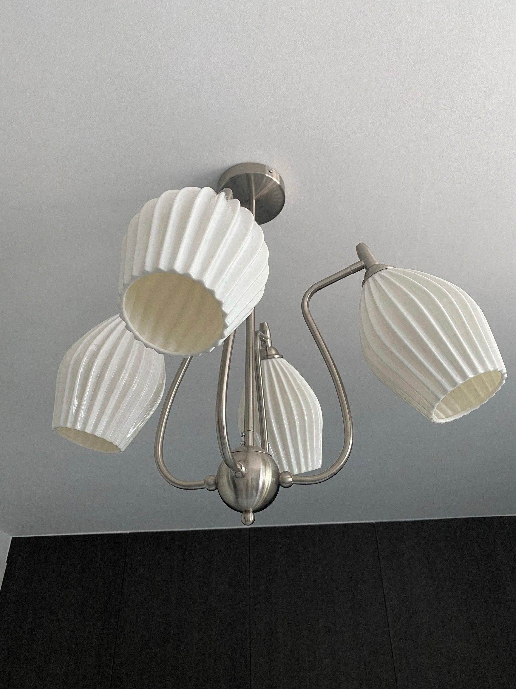 Ceramic Ribbed Chandelier with 4/6/8 heads-Sylvia Space