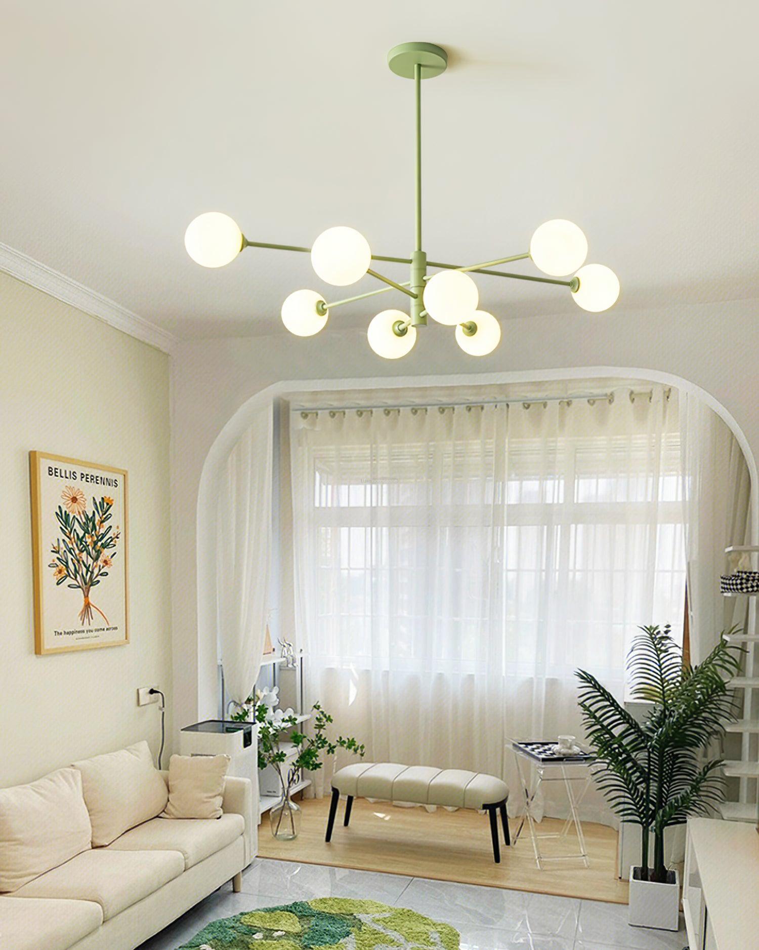 Orbi Green Chandelier with 4/6/8 heads-Sylvia Space