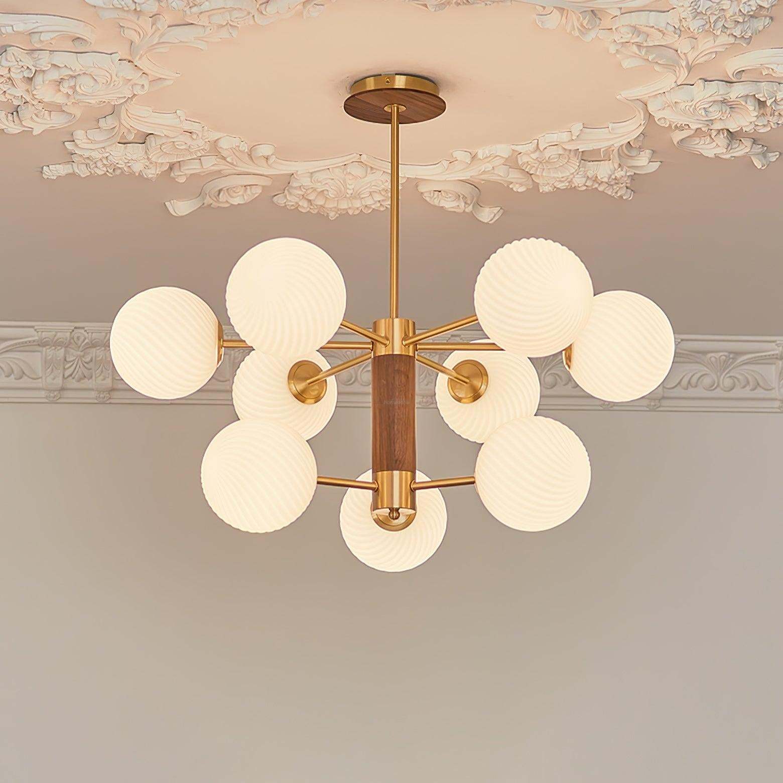 Ribbed Babble Glass Chandelier with 6/9 heads-Sylvia Space