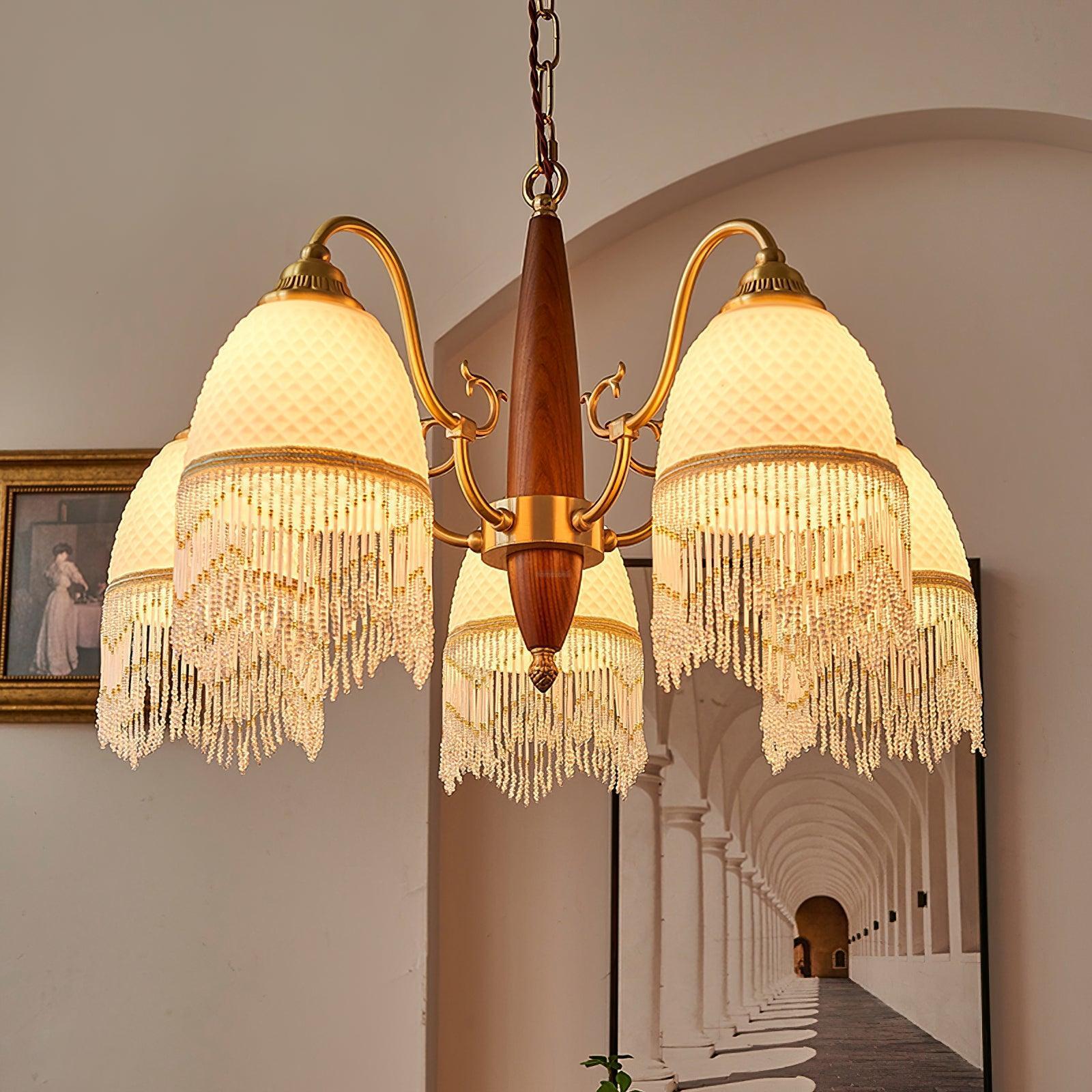 Mesh Tassel Glass Chandelier ∅ 19.7″-Sylvia Space