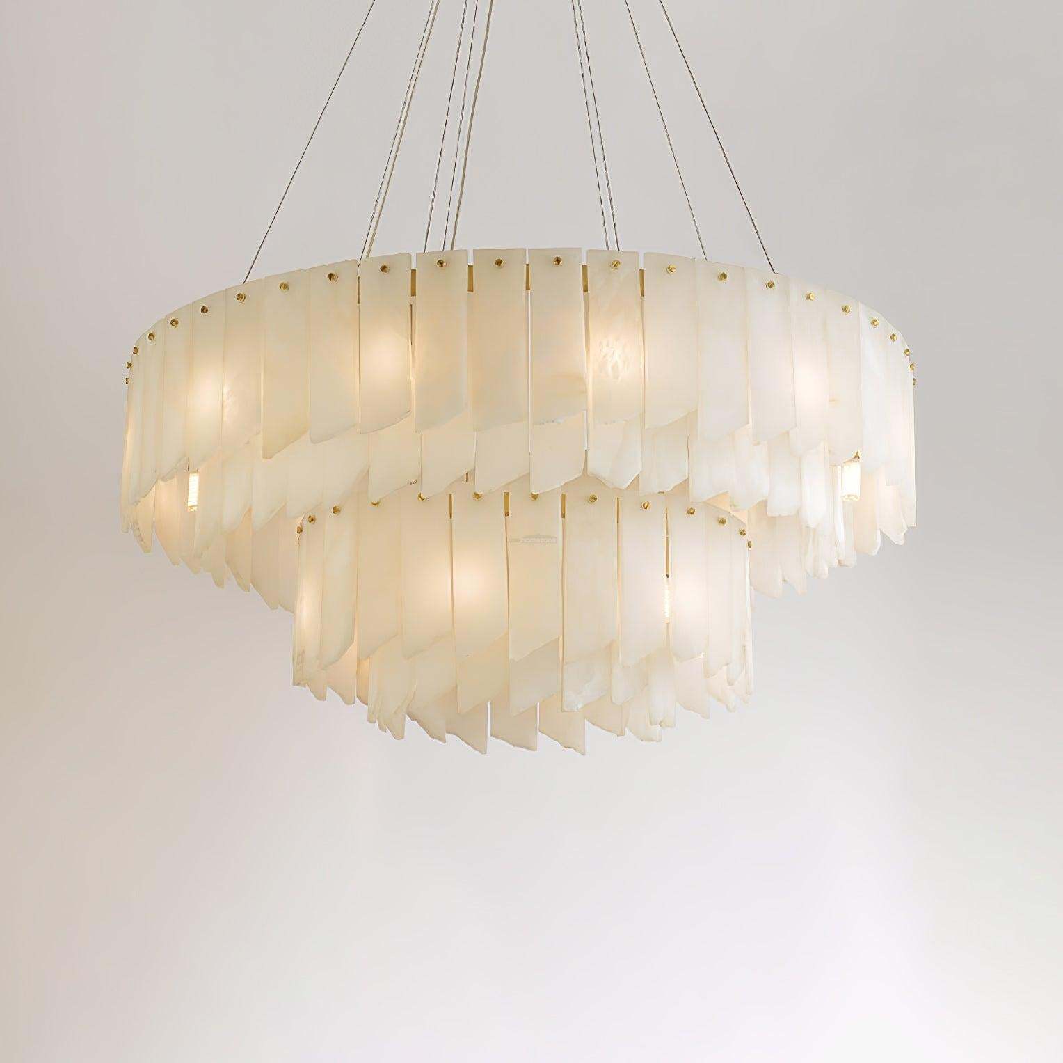 Alabaster Cascade Tiered Chandelier ∅ 27.6″-Sylvia Space