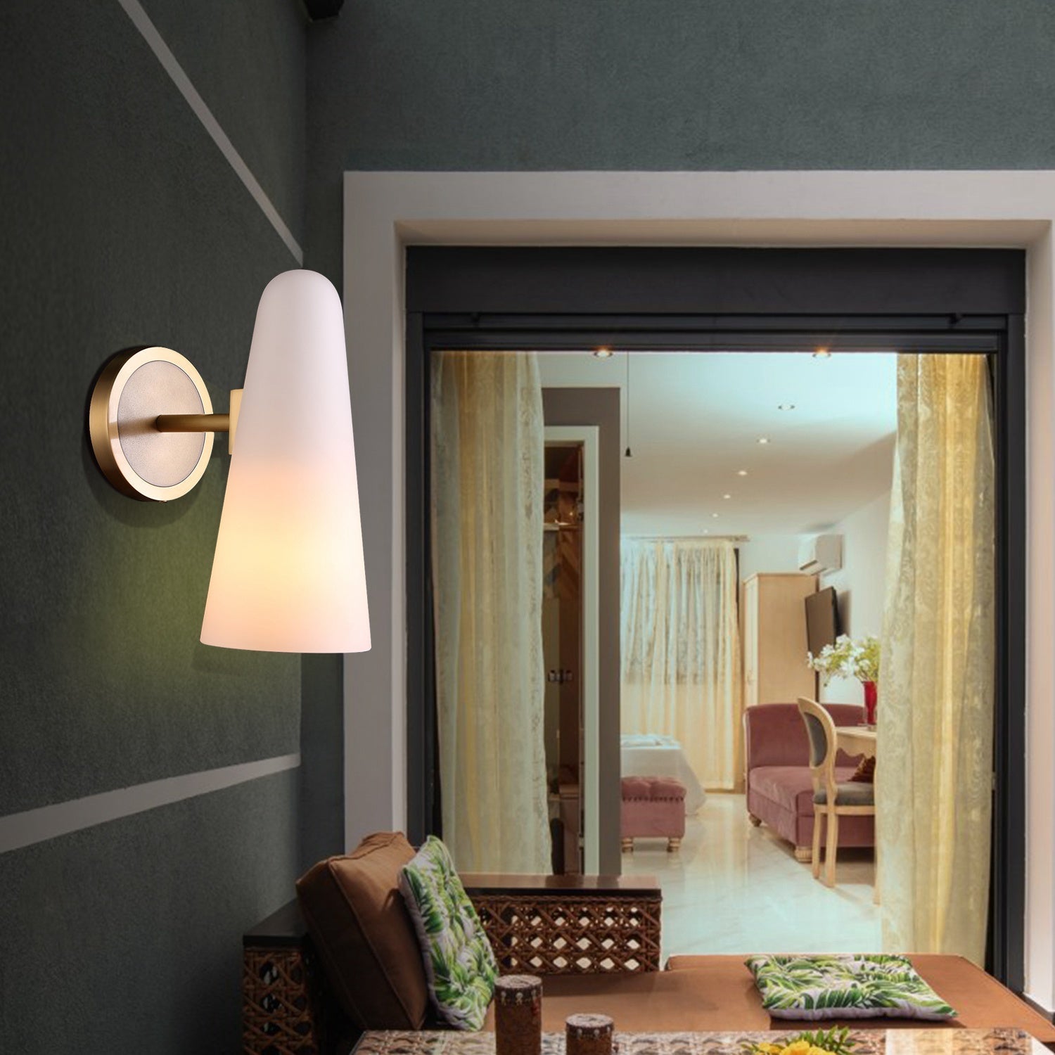 Gloria White Ceram Shade Wall Sconce-Sylvia Space