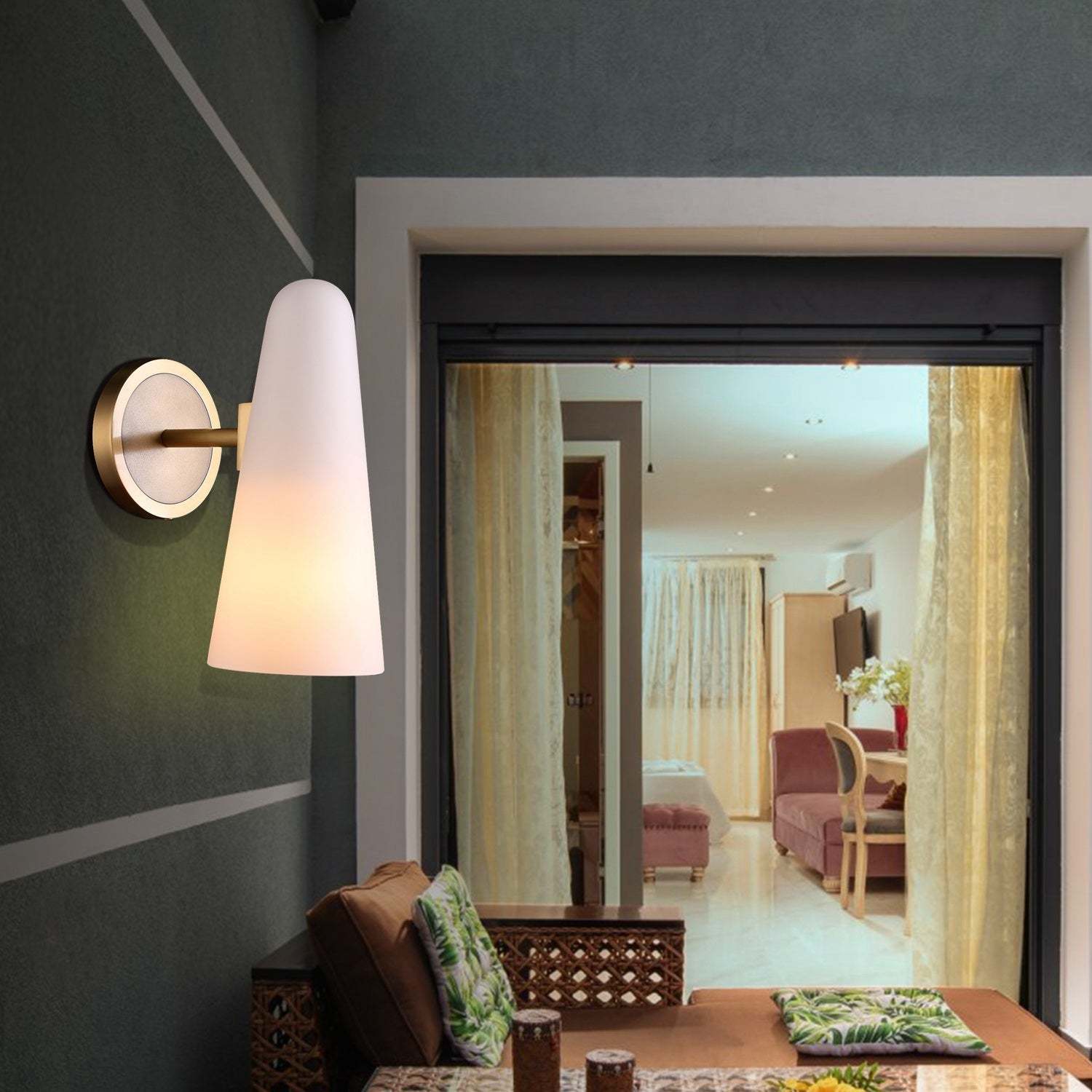 Gloria White Ceram Shade Wall Sconce-Sylvia Space