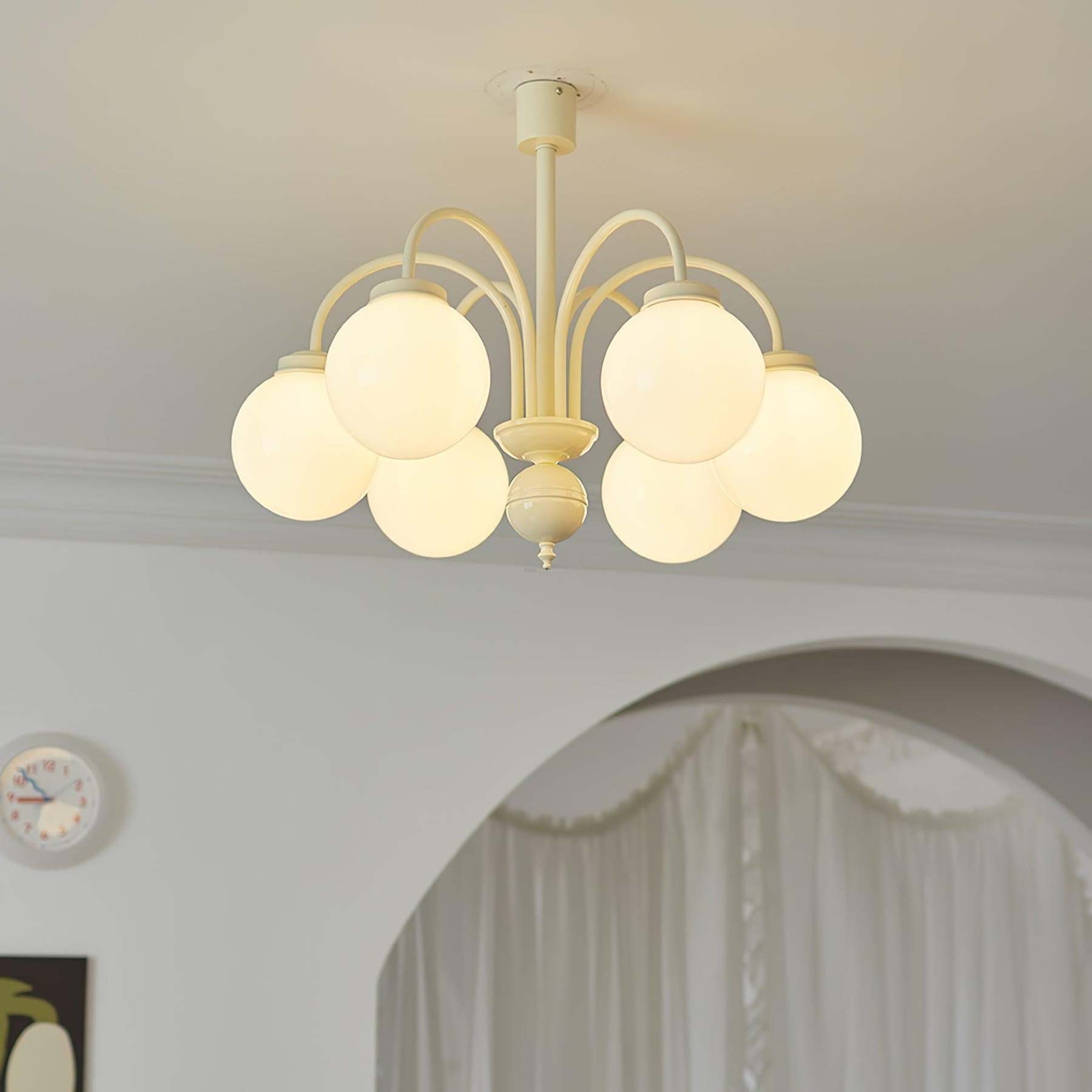 Cream Glass Sphere Chandelier with 4/5/6 heads-Sylvia Space