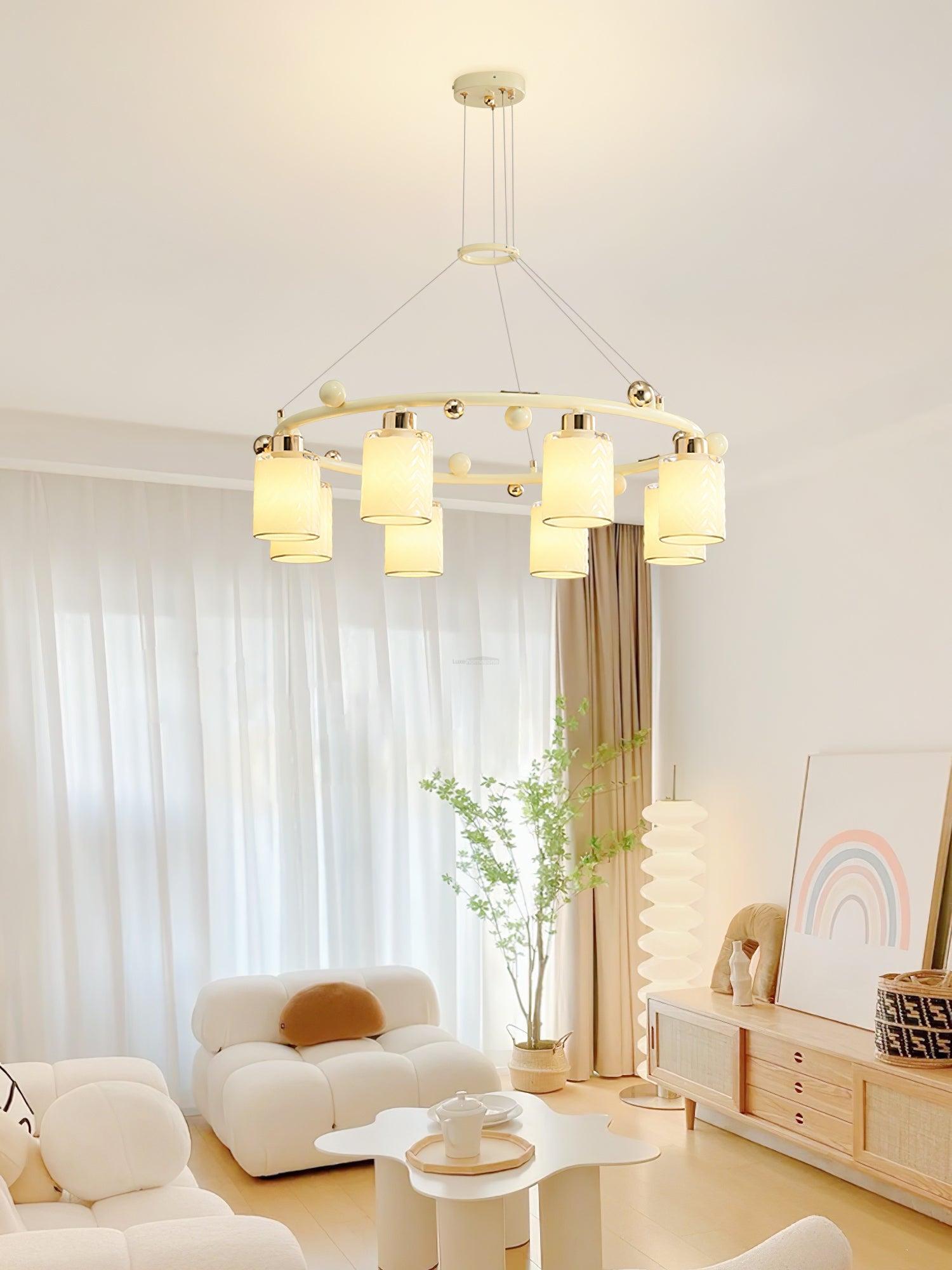 Round Glass Cup Chandelier-Sylvia Space