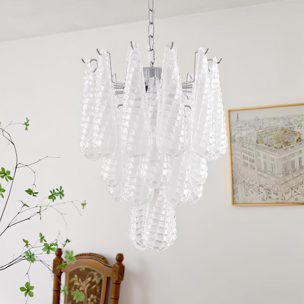 Grid Glass Style Waterfall Chandelier-Sylvia Space