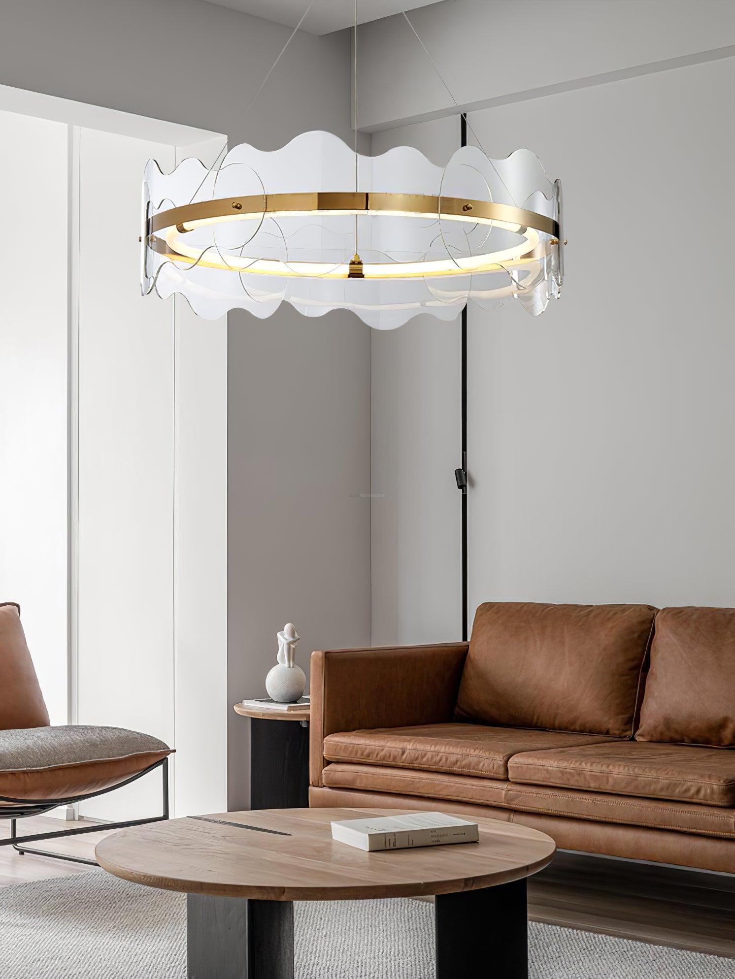 Acrylic Wave Round Chandelier-Sylvia Space