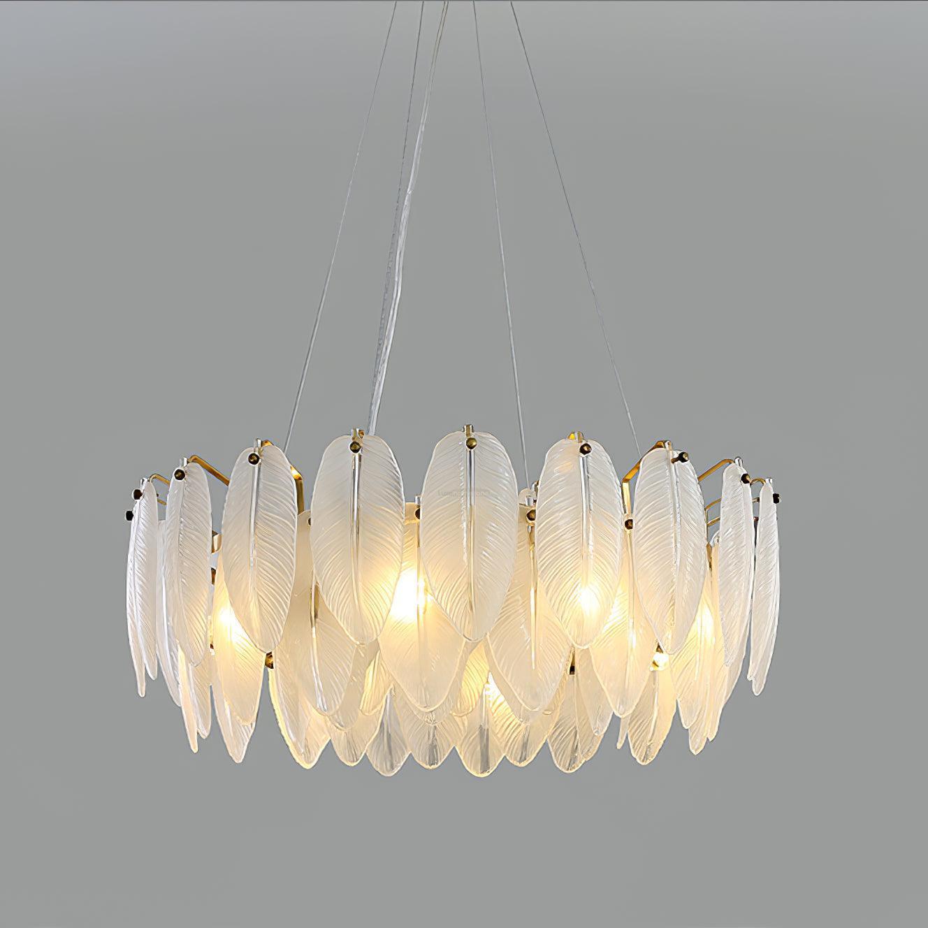 Glass Feather Style Chandelier-Sylvia Space
