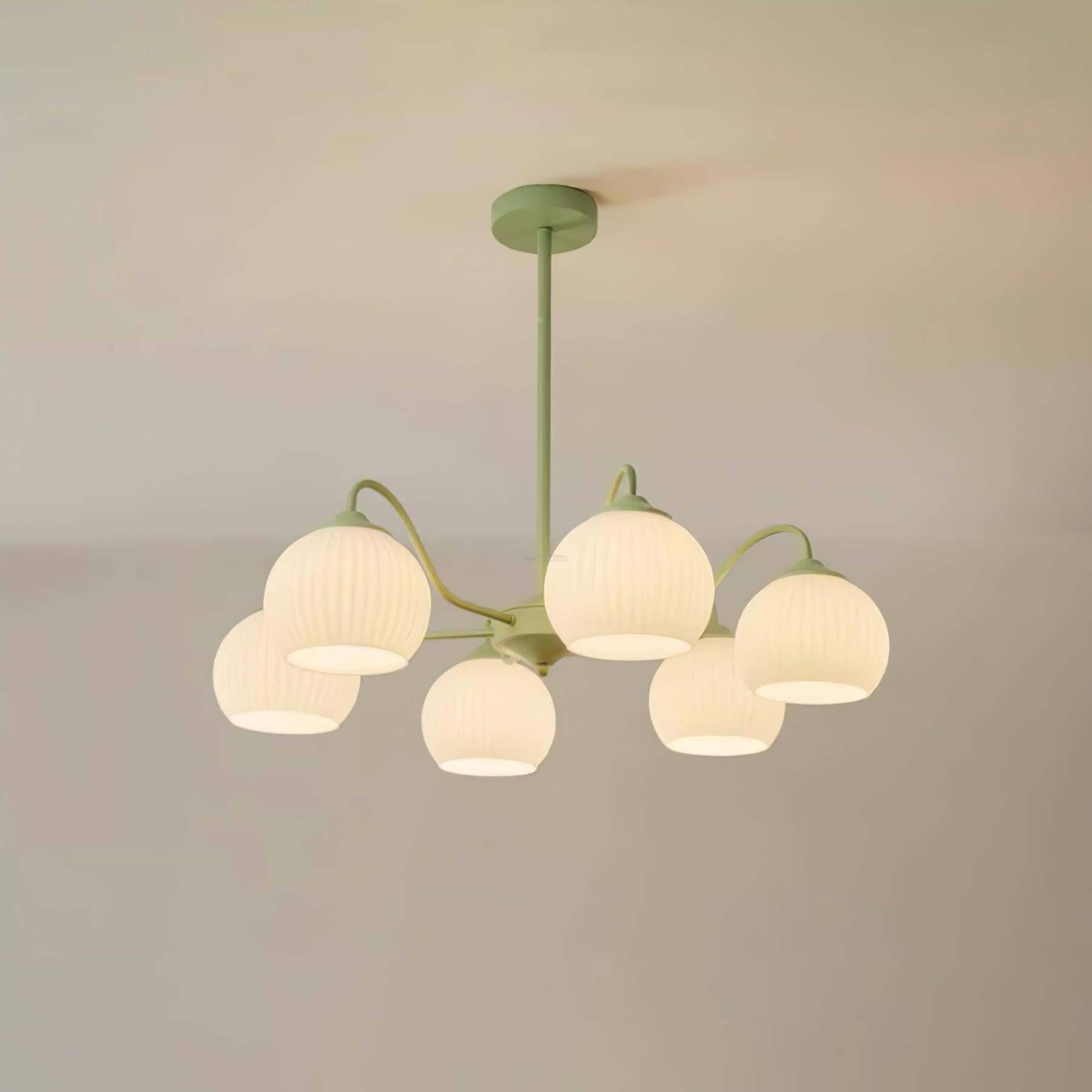 Ribbed Glass Matcha Chandelier with 6/8 heads-Sylvia Space