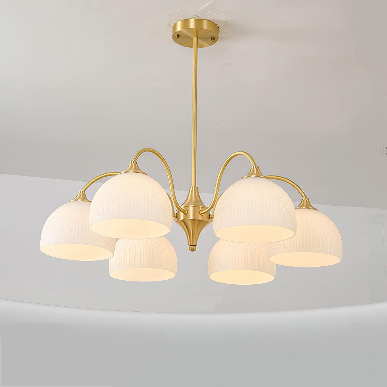 Striped Glass Bowl Chandelier with 5/6/8/10 heads-Sylvia Space