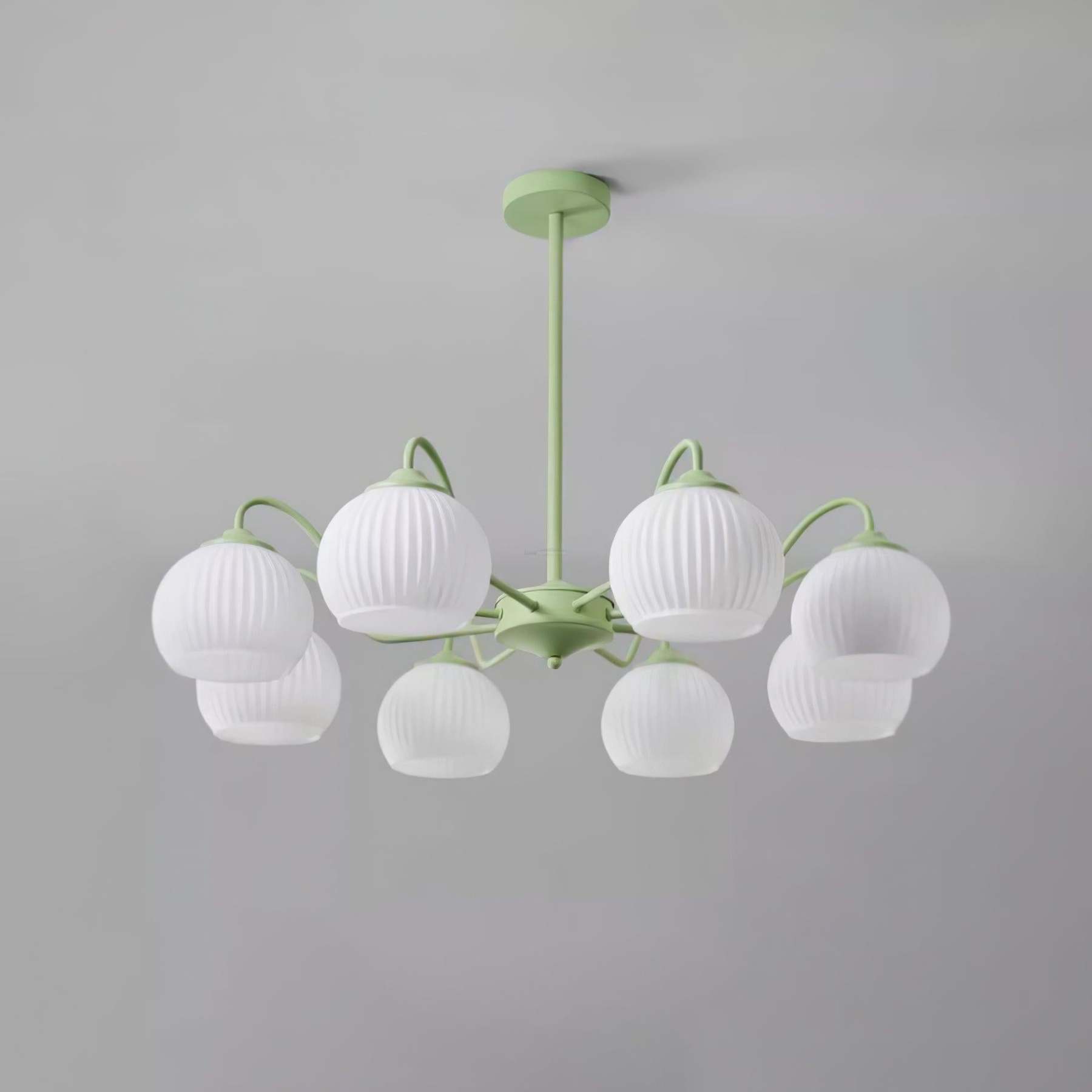 Ribbed Glass Matcha Chandelier with 6/8 heads-Sylvia Space