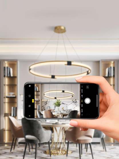 Gold Round Ring Chandelier-Sylvia Space
