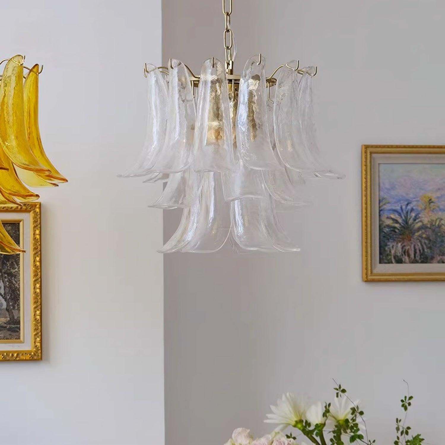 Glass Leaf Cascade Chandelier with 3/4 layer-Sylvia Space