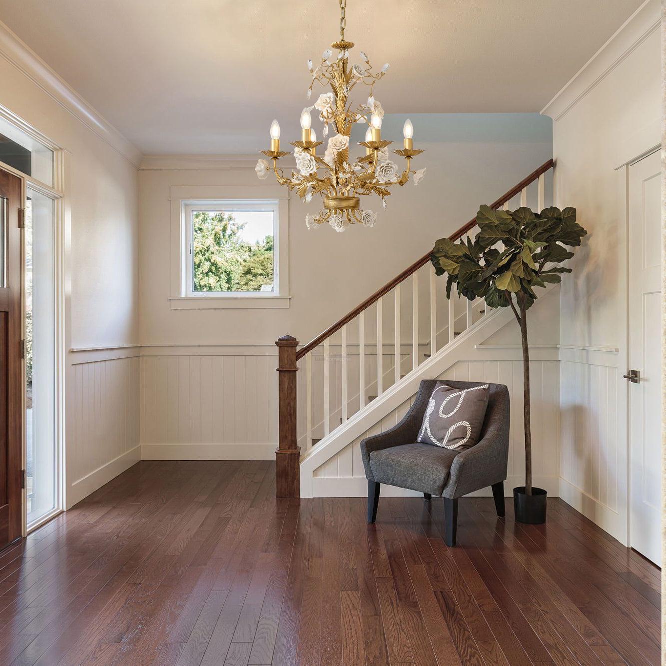 White Rose Crystal Chandelier with 6/8 heads-Sylvia Space