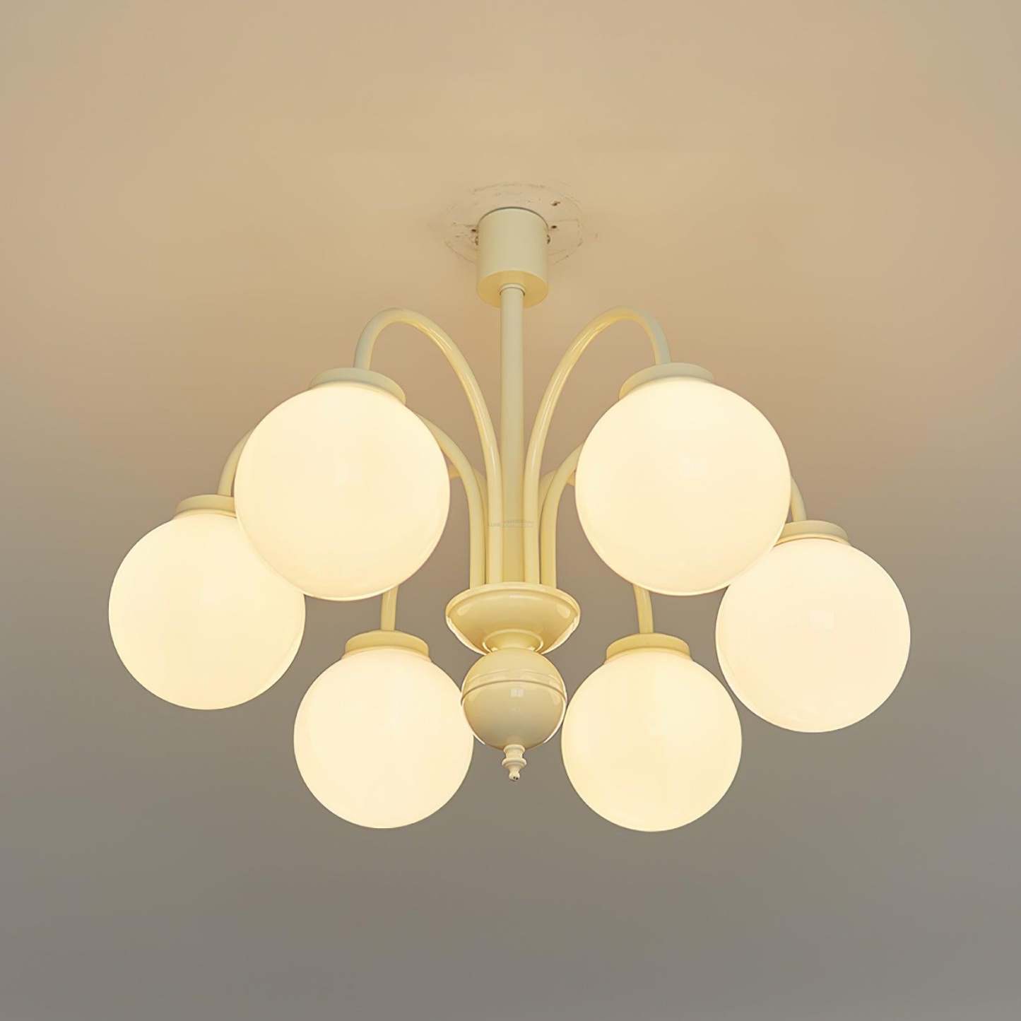 Cream Glass Sphere Chandelier with 4/5/6 heads-Sylvia Space