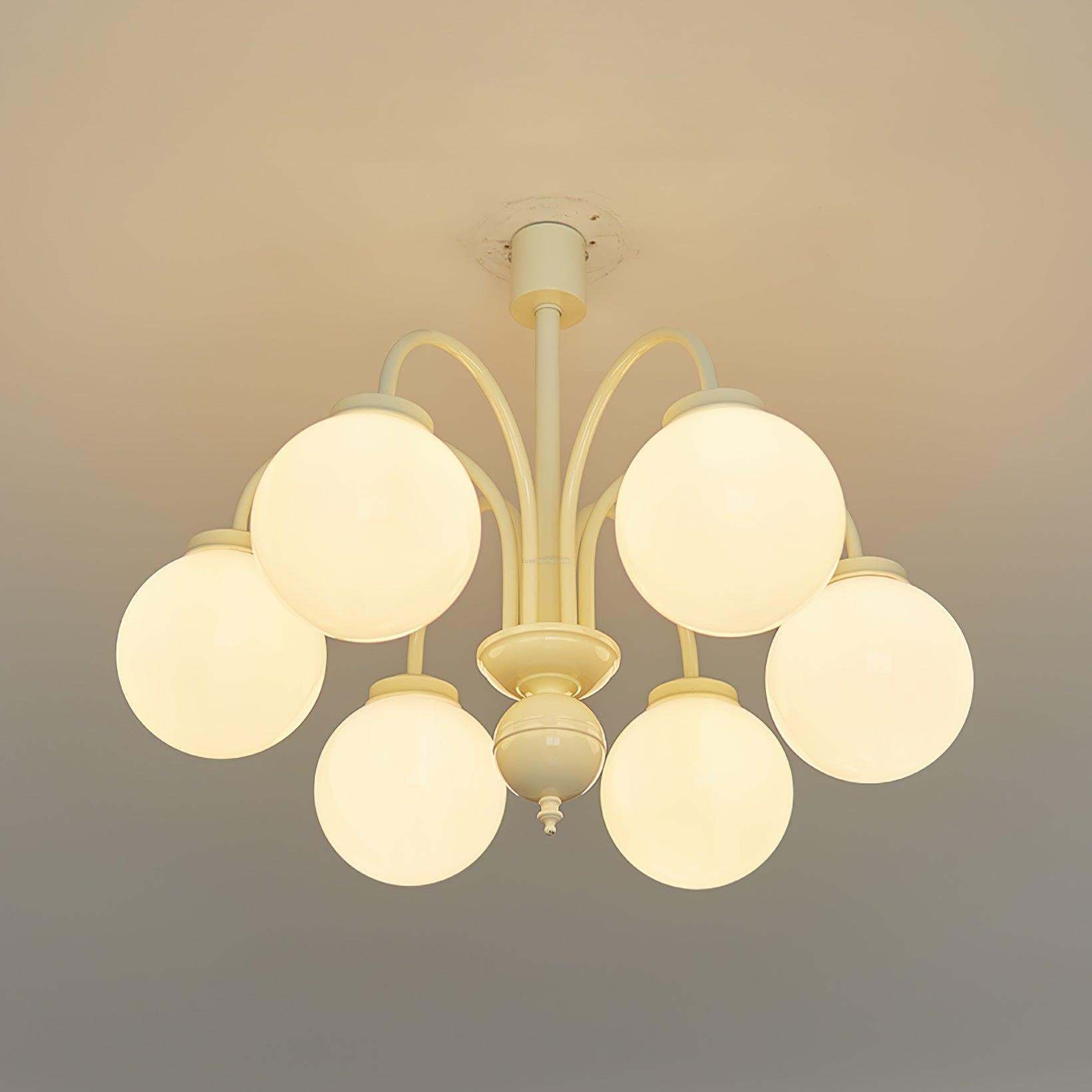 Cream Glass Sphere Chandelier with 4/5/6 heads-Sylvia Space