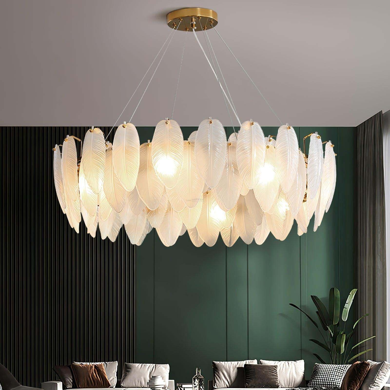 Glass Feather Style Chandelier-Sylvia Space