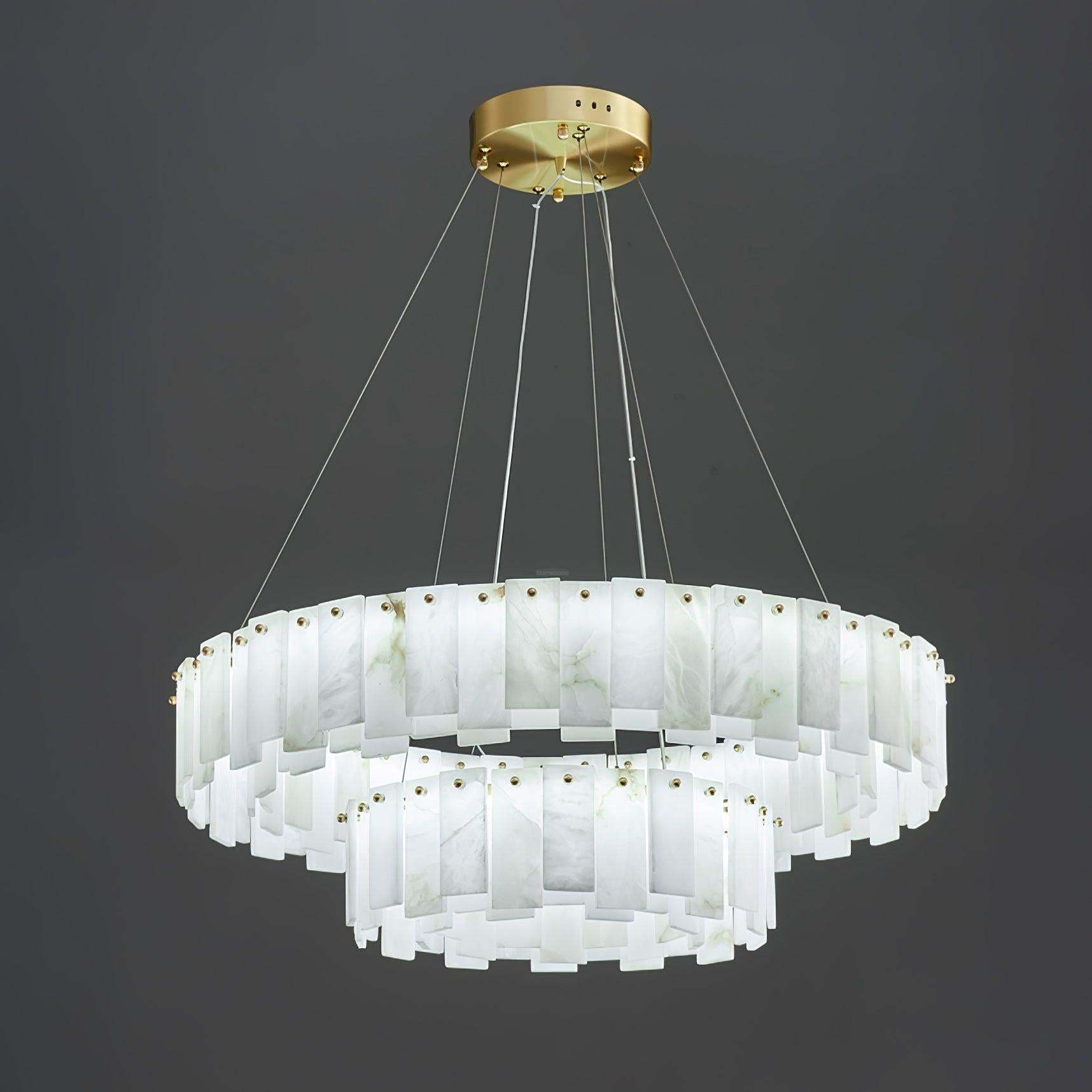 Celestial Alabaster Round/Square Chandelier-Sylvia Space