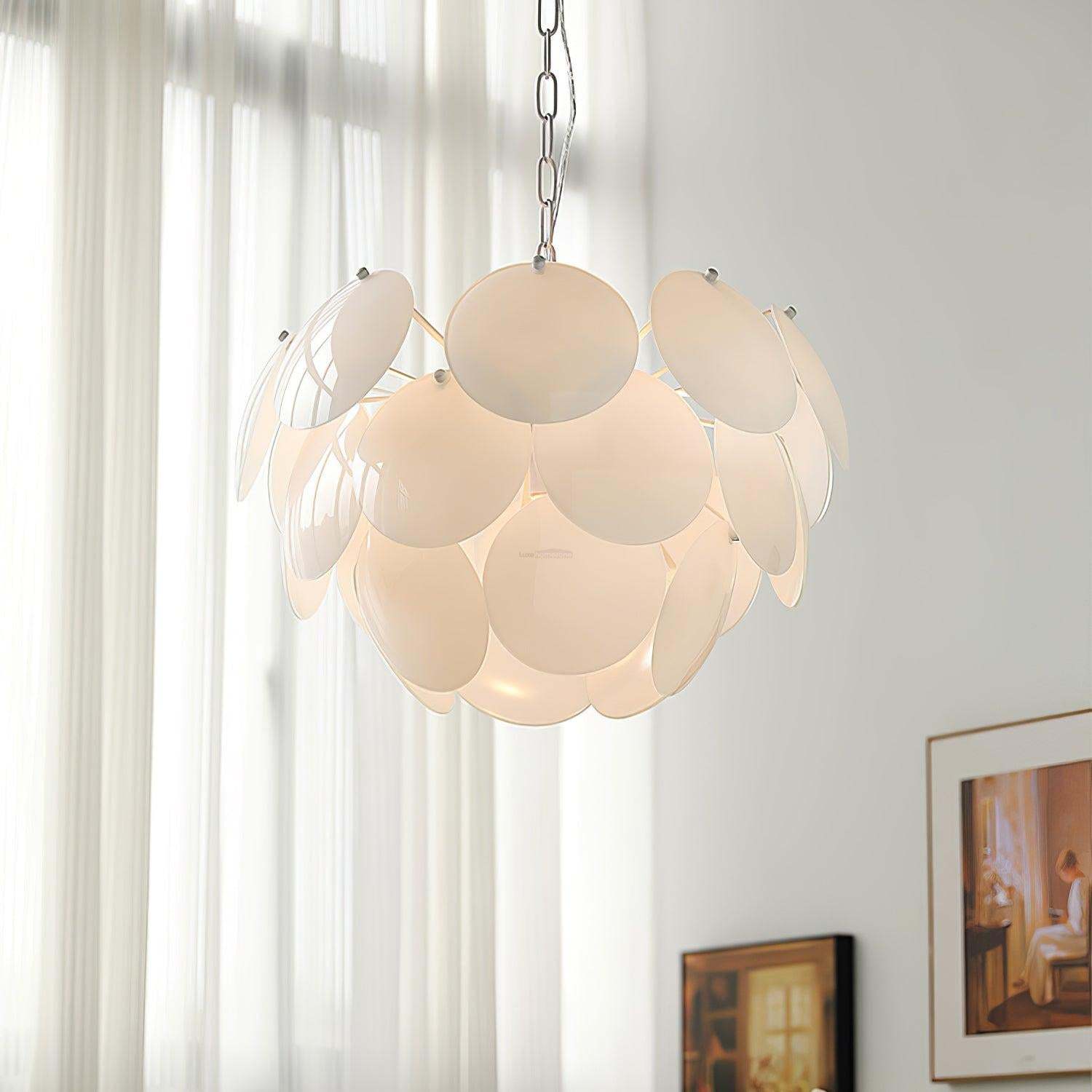 Luminous Petal Glass Round Chandelier-Sylvia Space