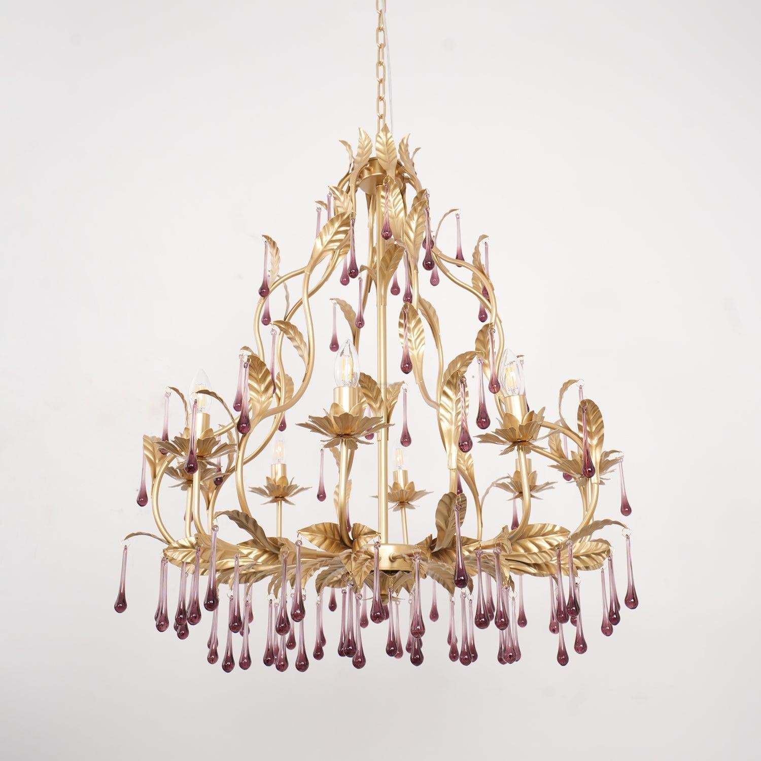 Amethyst Drops Crystal Chandelier with 6/8 heads-Sylvia Space
