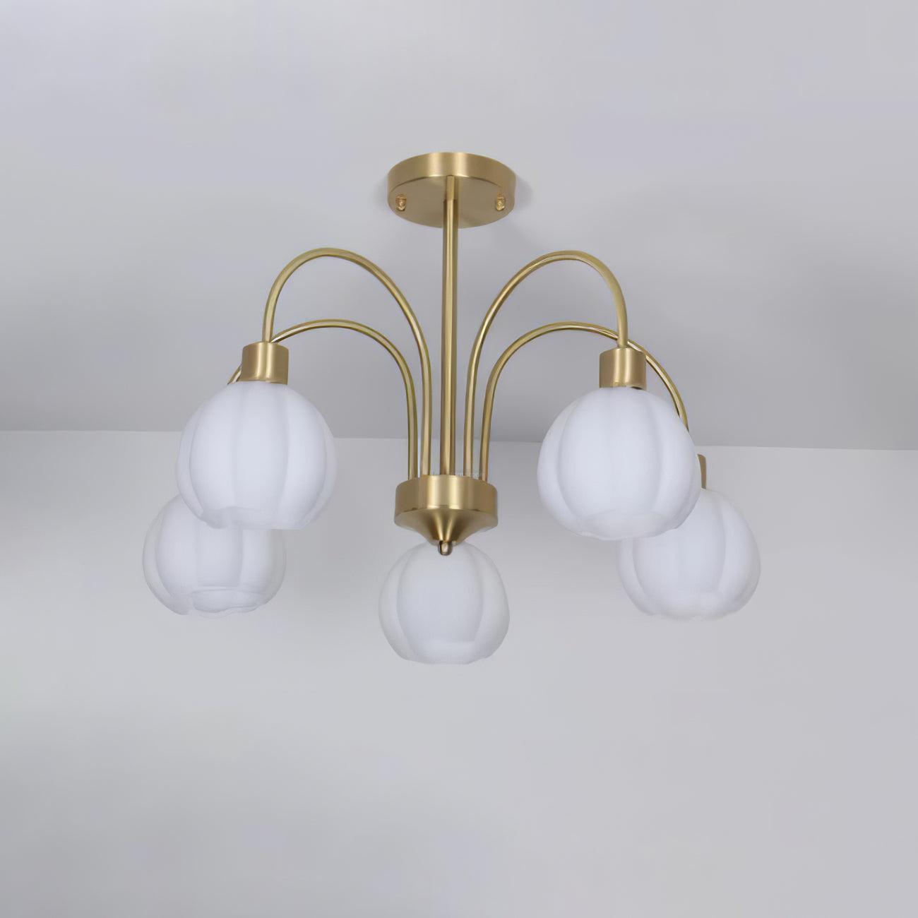 Glass Pumpkin Gold Chandelier with 3/5/6/8 heads-Sylvia Space