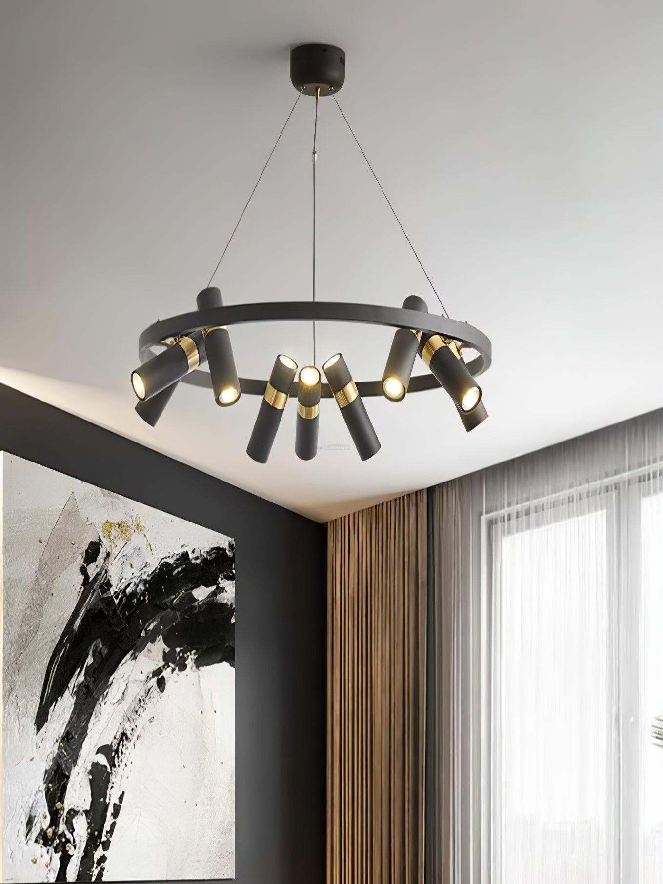 Black Mutil Pipe Chandelier with 3/6/9 heads-Sylvia Space