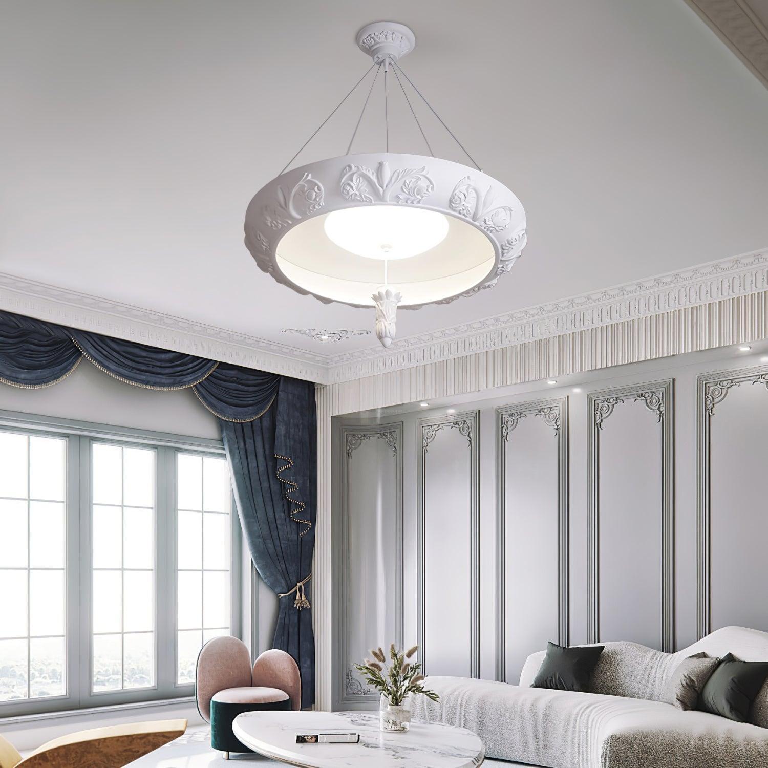 Artistic Carved Plaster Chandelier ∅ 23.6″~∅ 31.5″-Sylvia Space