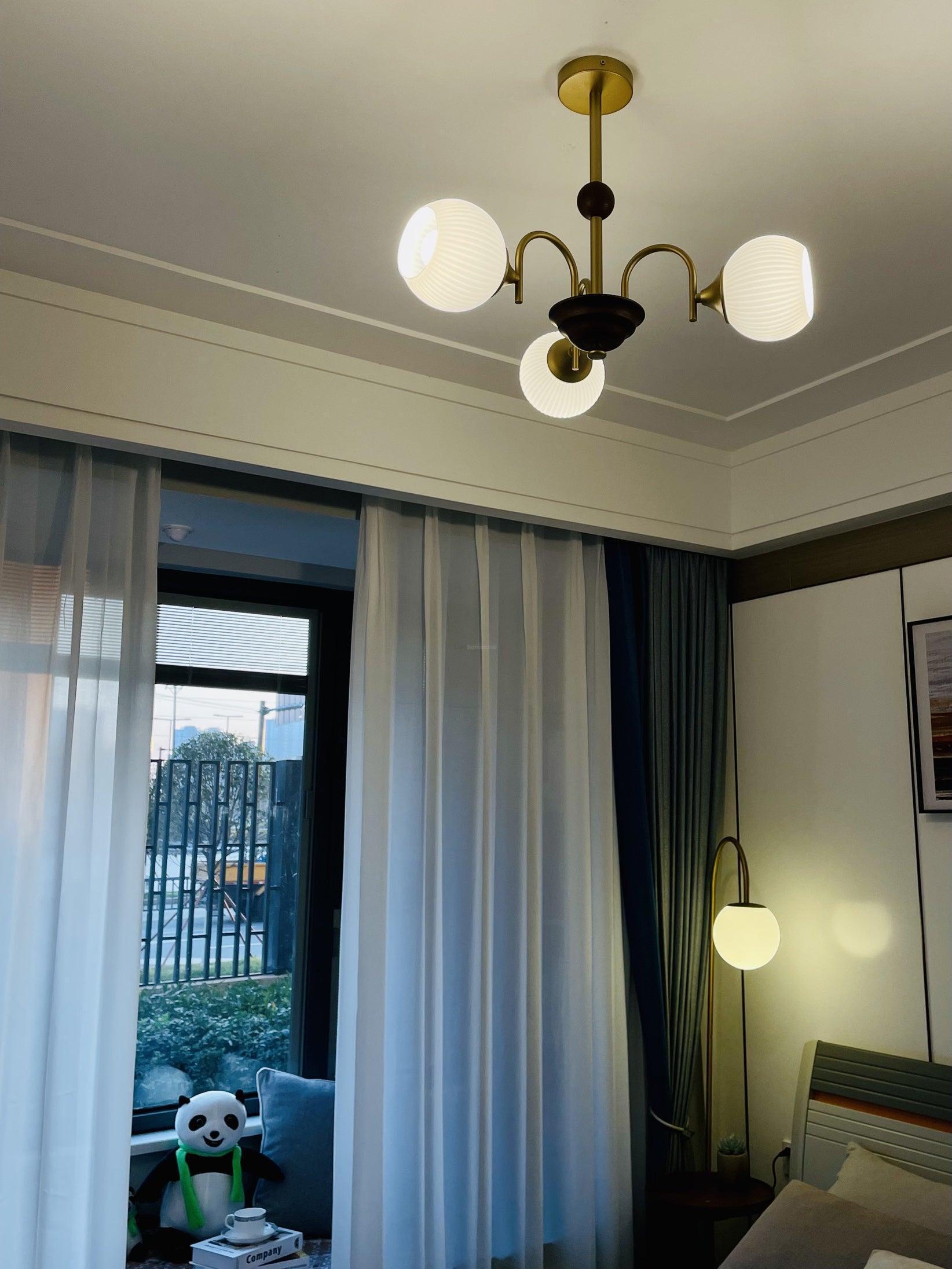 Sculptural Glass Ribbed Chandelier with 3/4/5/6/8 heads-Sylvia Space