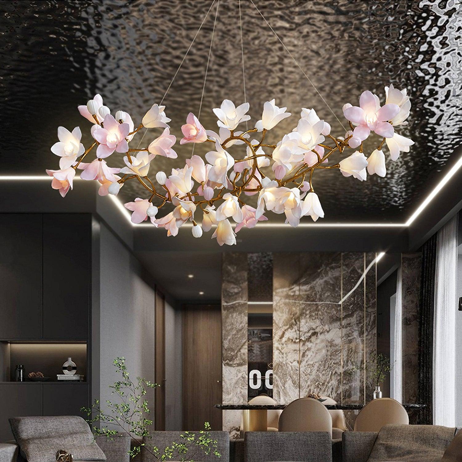 Circular Flower Blossom Chandelier-Sylvia Space