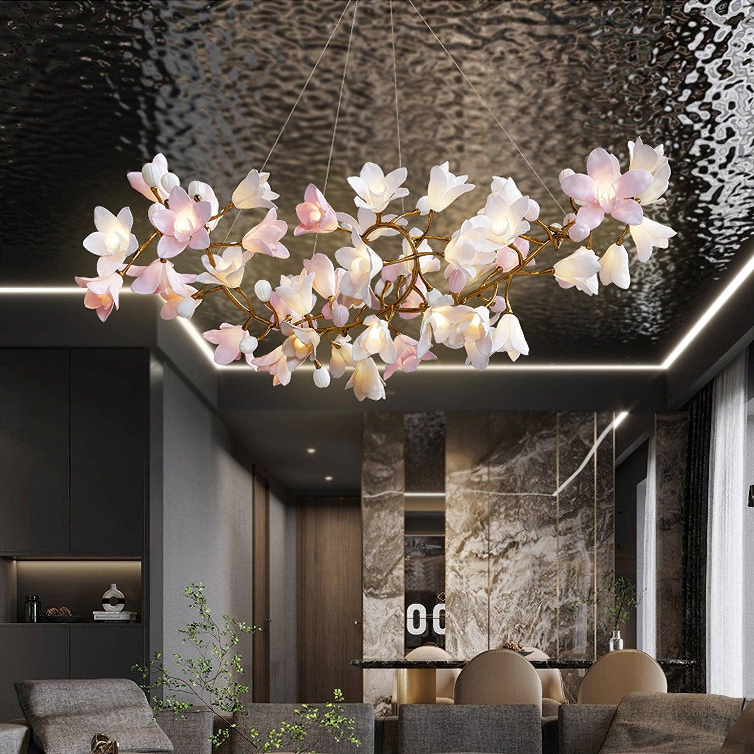 Circular Flower Blossom Chandelier-Sylvia Space