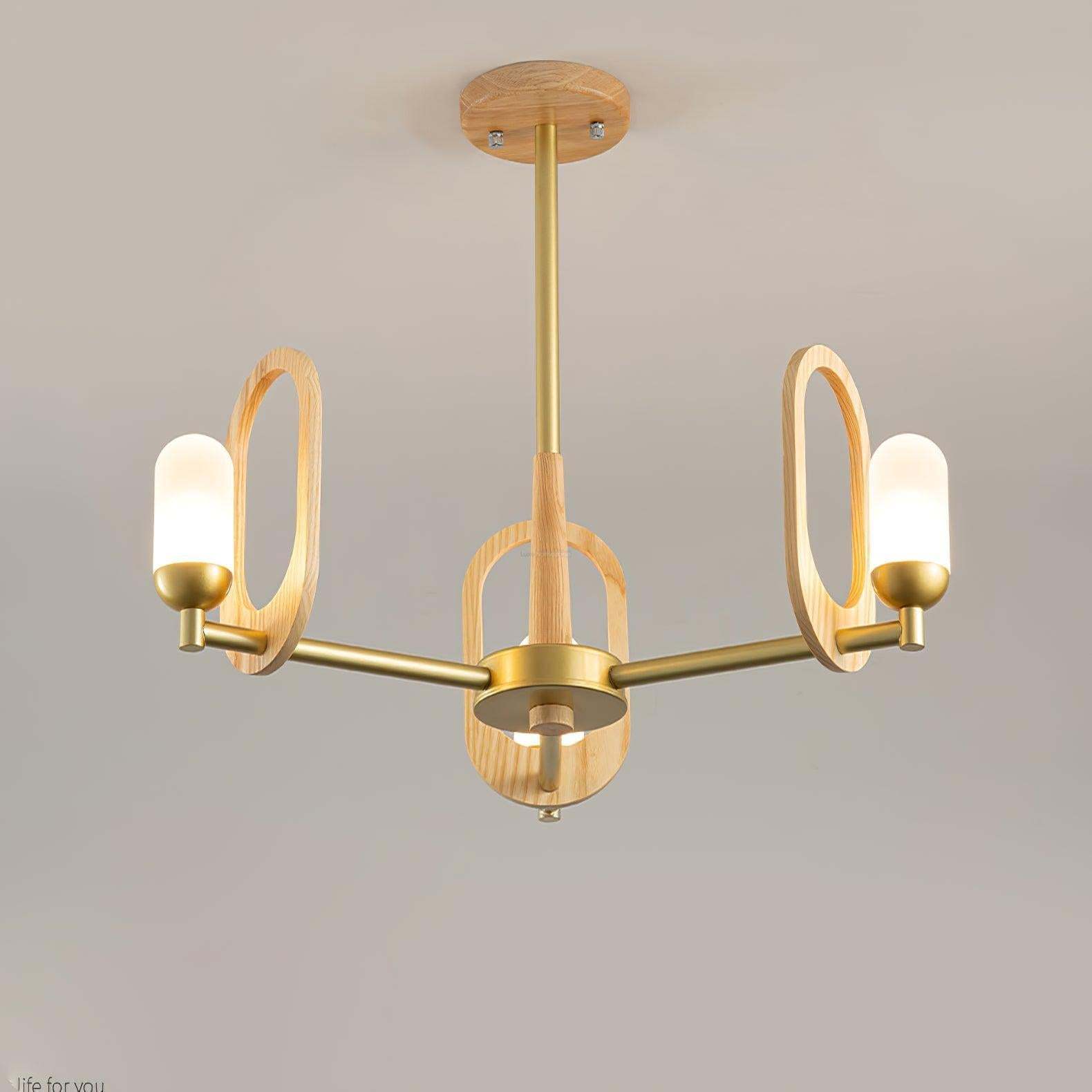 Wood Art Halo Chandelier with 3/5 heads-Sylvia Space