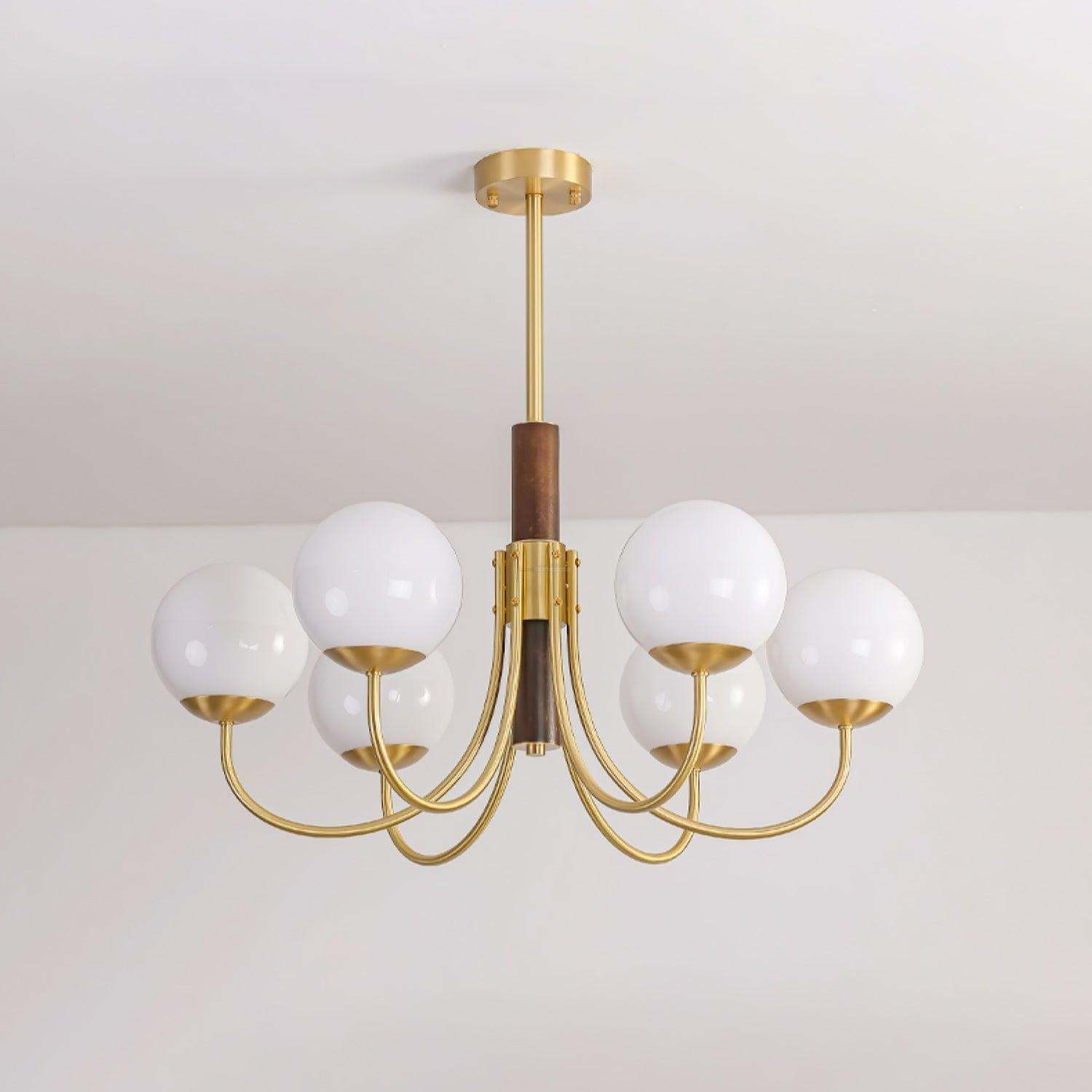 Midas Touch Walnut Sphere Chandelier with 3/6/8 heads-Sylvia Space