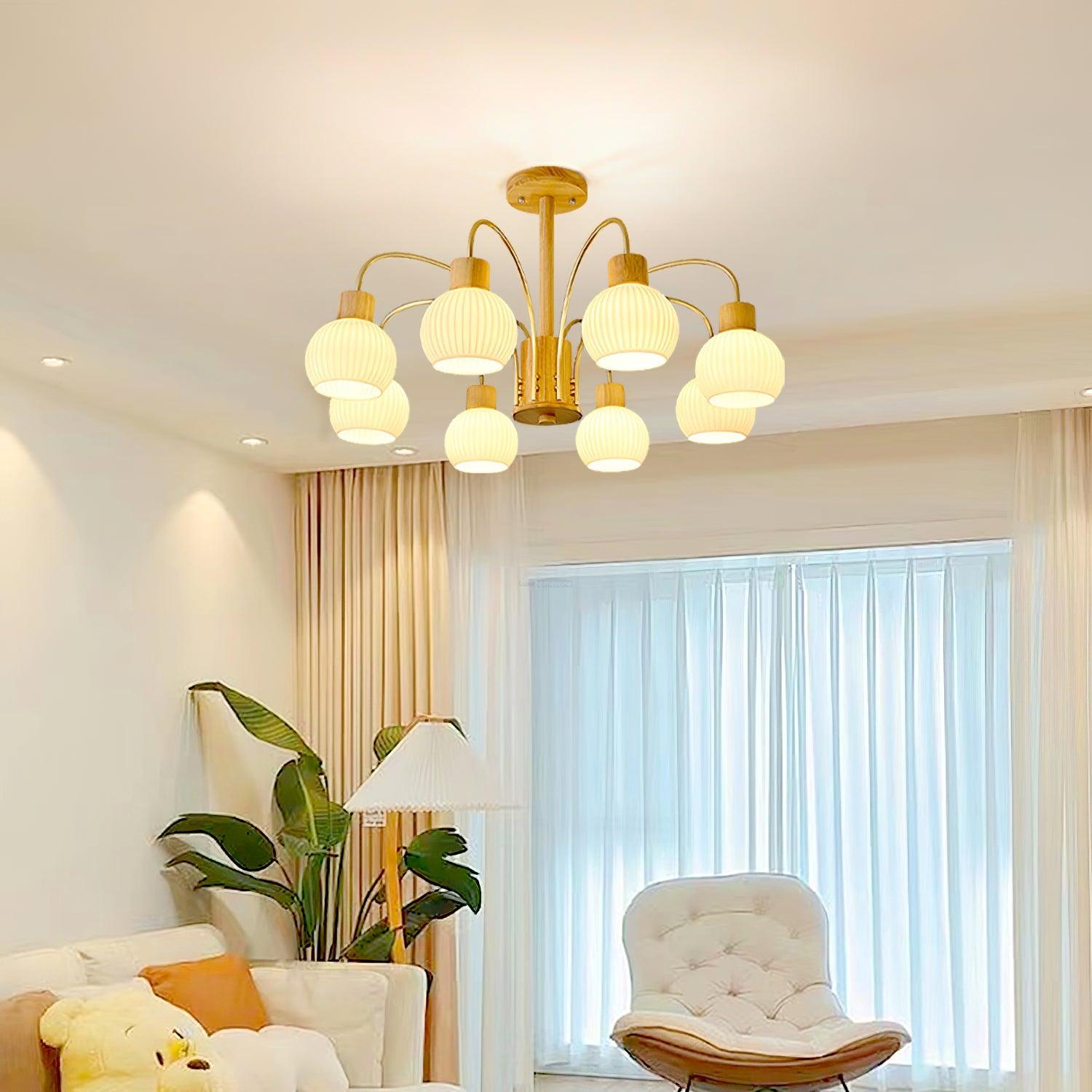 Donnelly Wooden Chandelier with6/8 heads-Sylvia Space