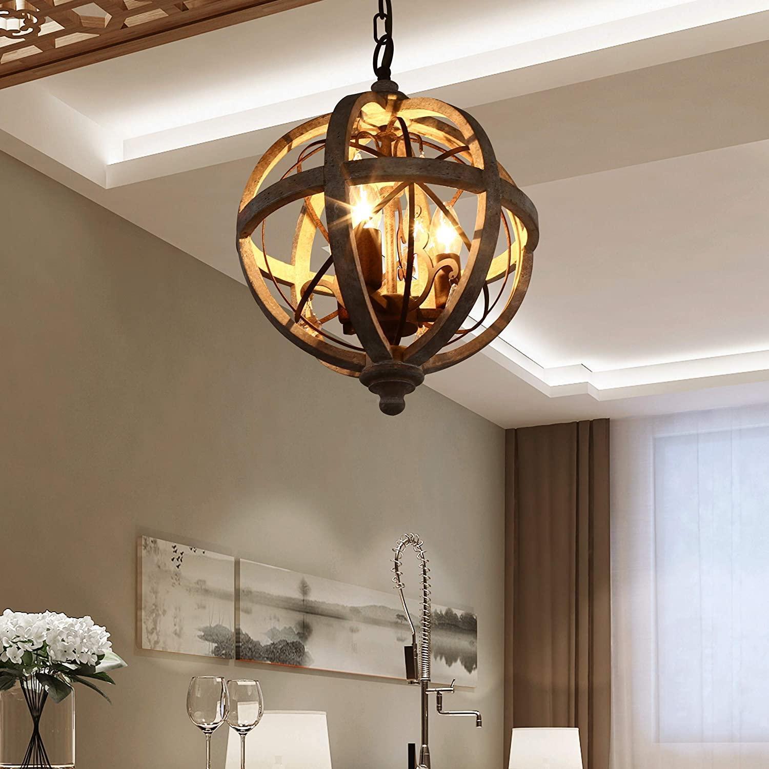 Retro Globe Weathered Chandelier Φ 11.8″-Sylvia Space