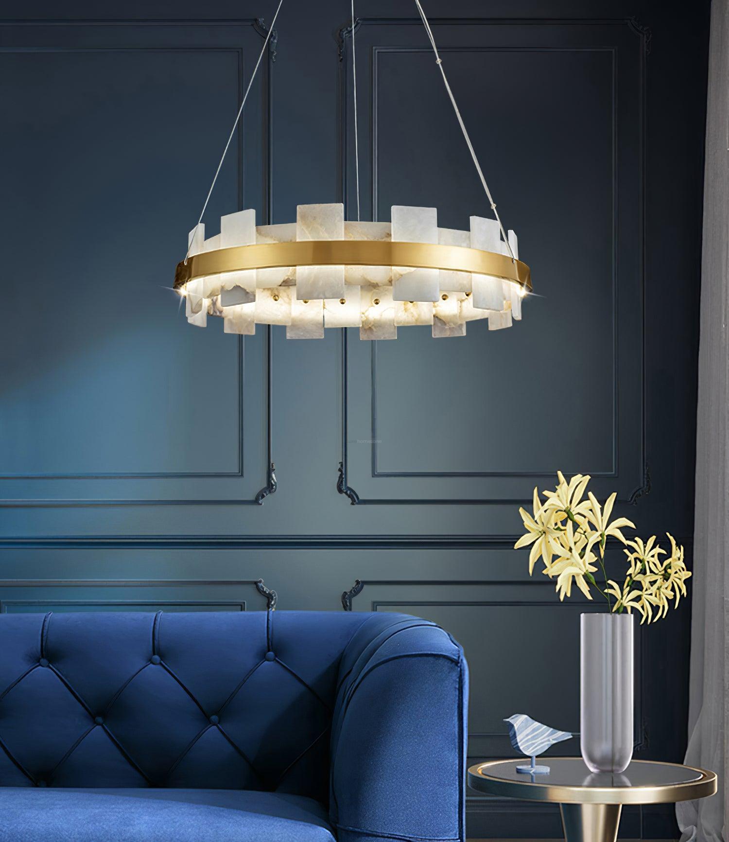 Alabaster Halo Chandelier Φ 23.6″/Φ 31.5''-Sylvia Space
