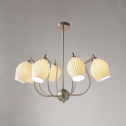 Ceramic Ribbed Chandelier with 4/6/8 heads-Sylvia Space