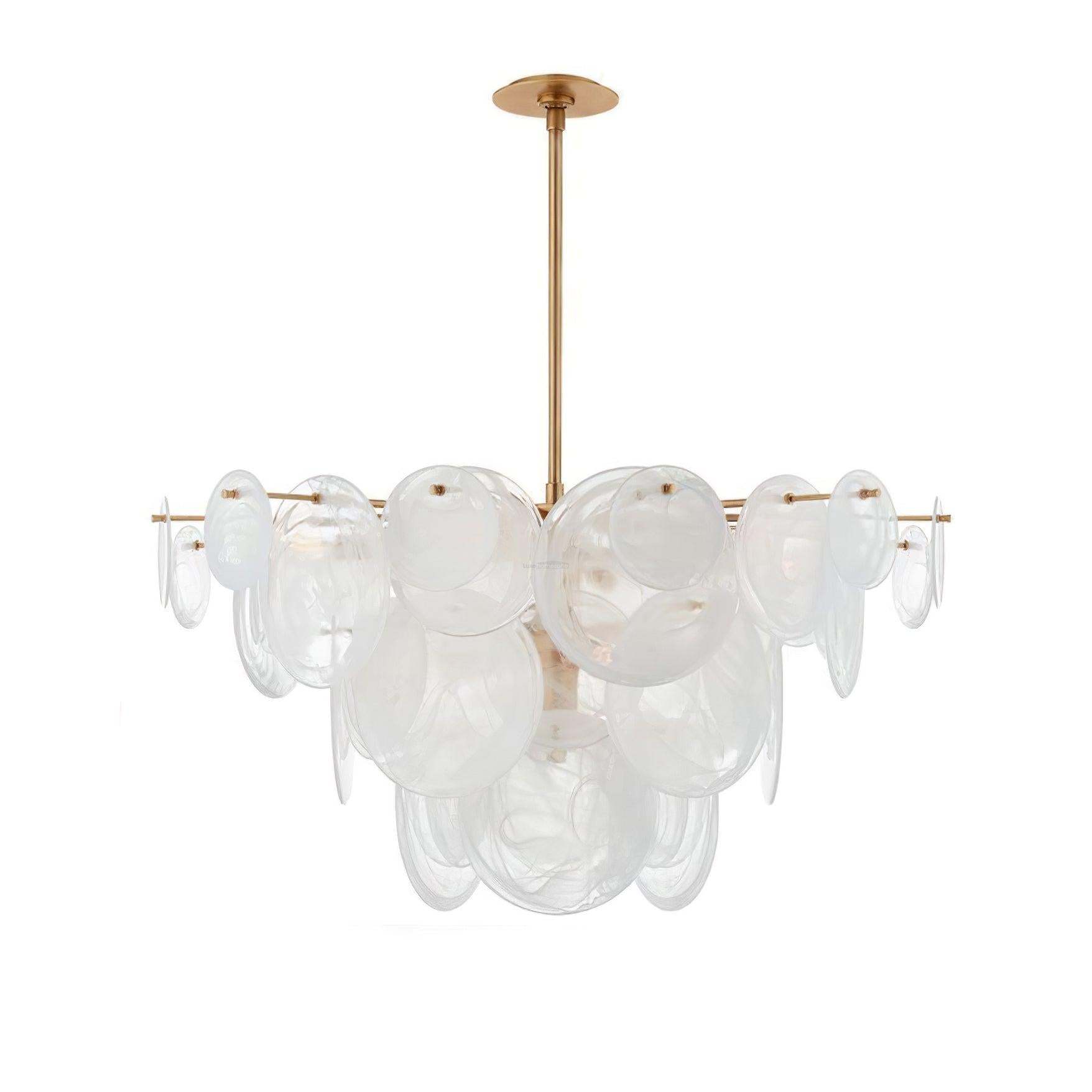 Brass Discs Cascading Round Chandelier-Sylvia Space