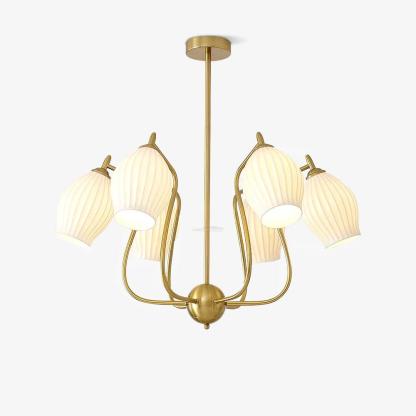 Ceramic Ribbed Chandelier with 4/6/8 heads-Sylvia Space