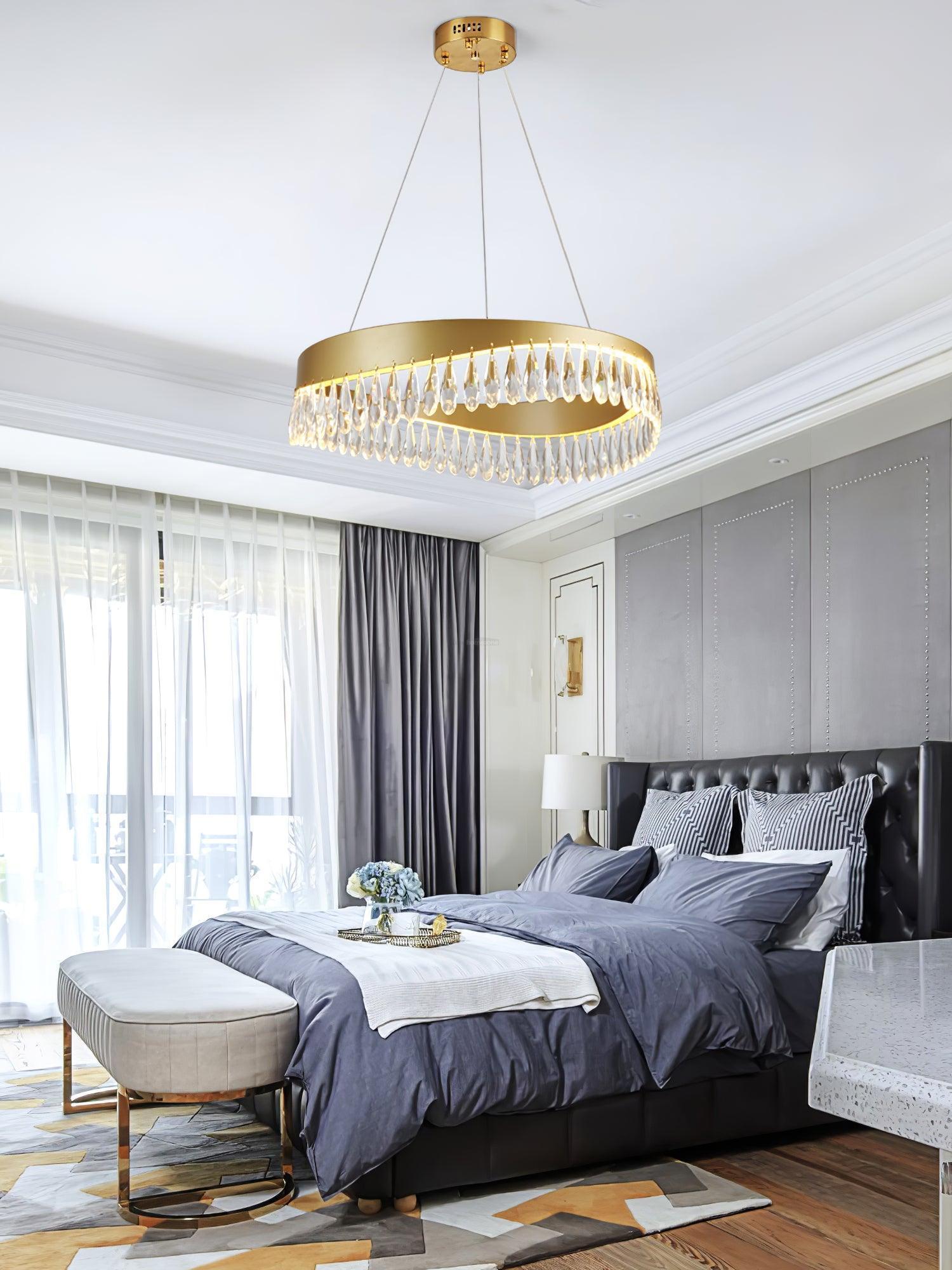 Crystal Sticks Round Chandelier-Sylvia Space