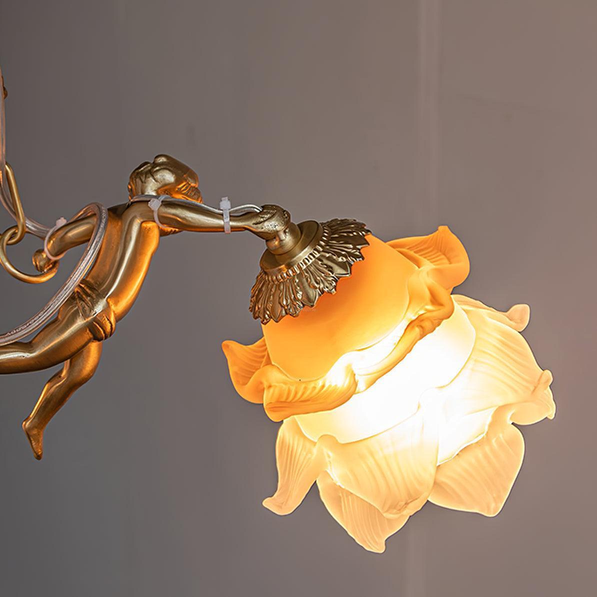 Putti Statuettes Brass Chandelier-Sylvia Space