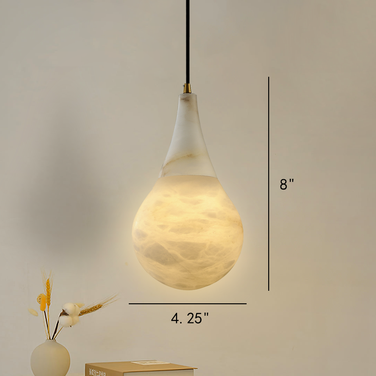 Lorelei Teardrop Alabaster Pendant, Kitchen Island Pendant Lighting