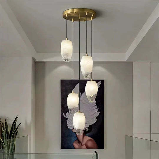 Mary Modern Glass Chandelier 5 Lights, Contemporary Chandelier Lighting-Sylvia Space