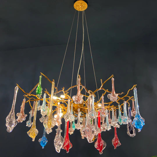 Scott Crystal Branch Colorful Chandelier, Upscale Chandelier Lighting-Sylvia Space