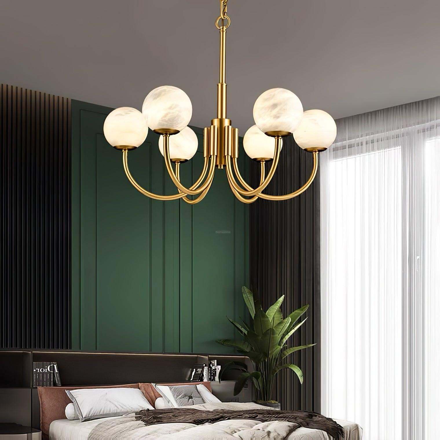 Aurelian Alabaster Globe Chandelier with 6/8/10/12 heads-Sylvia Space