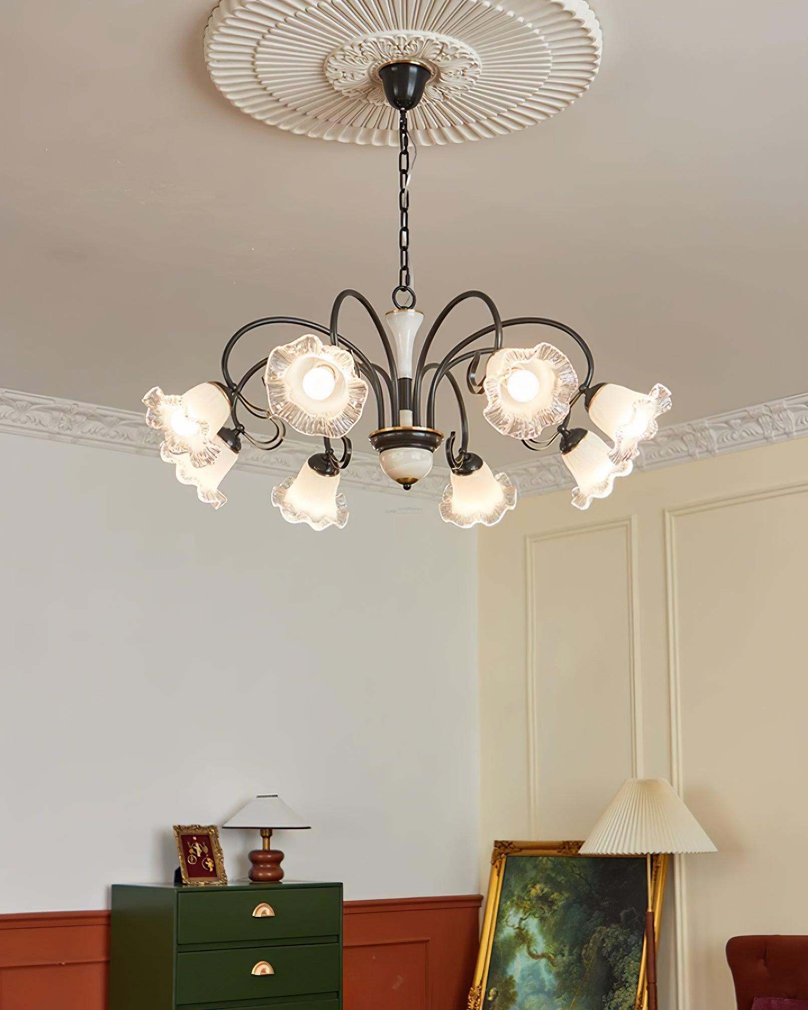 Luce Black Chandelier with 3/6/8 heads-Sylvia Space