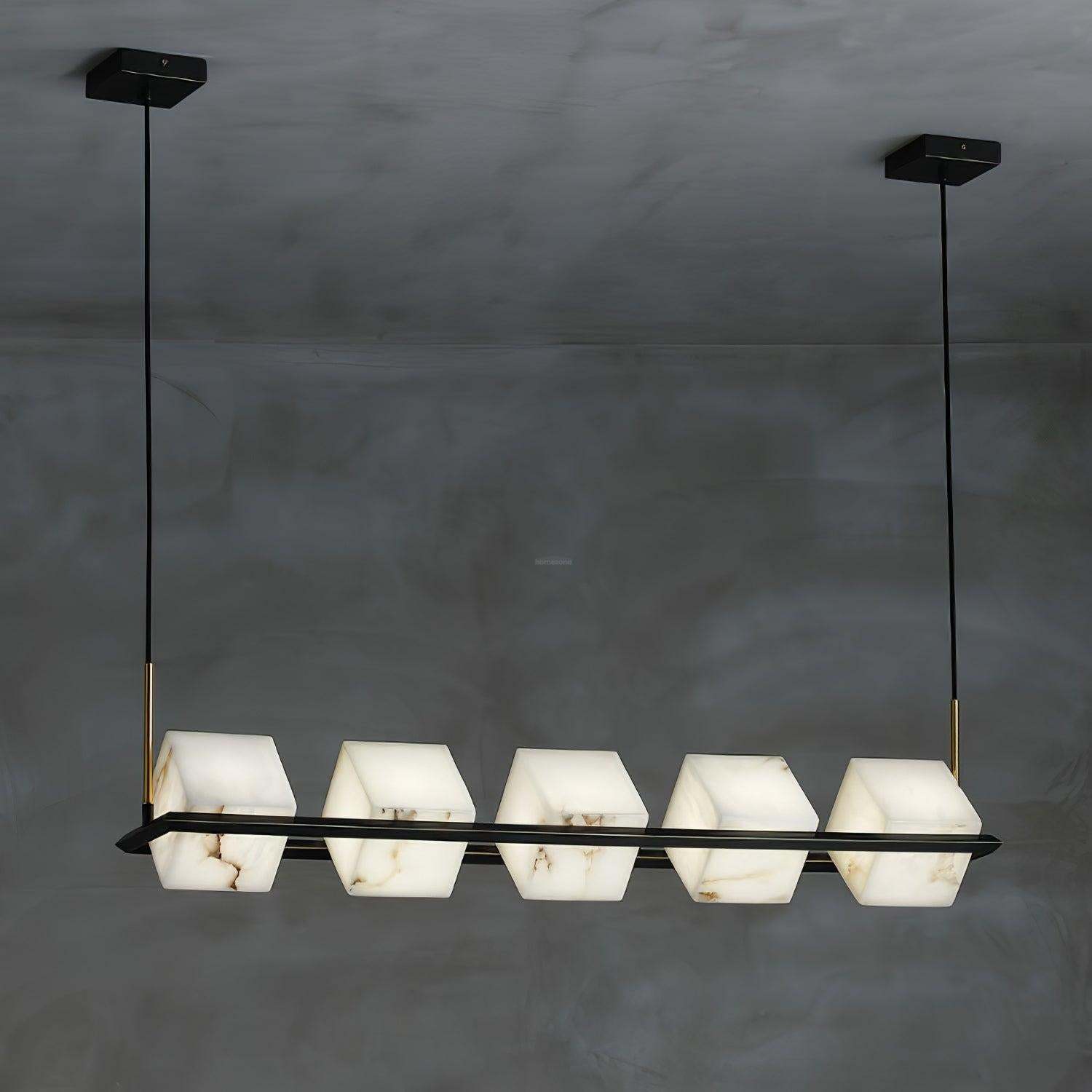 Alabaster Square Box Chandelier with 4/5/6/8/9 heads-Sylvia Space