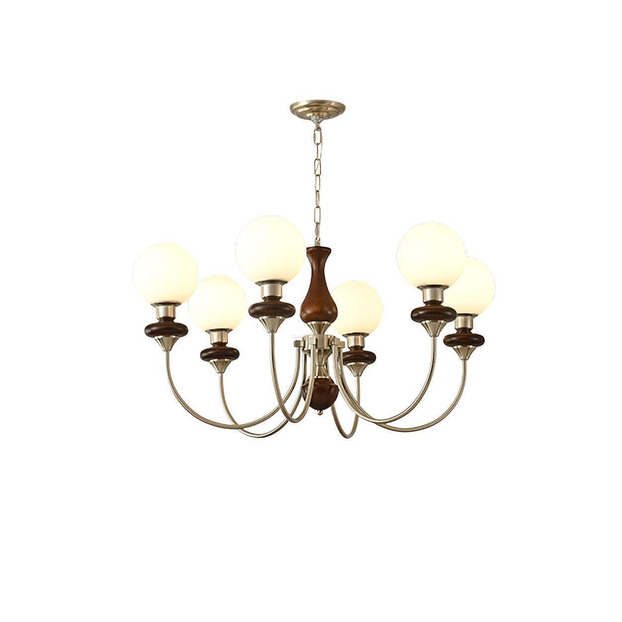 Walnut Brass Chandelier with 3/6/8 lamps-Sylvia Space