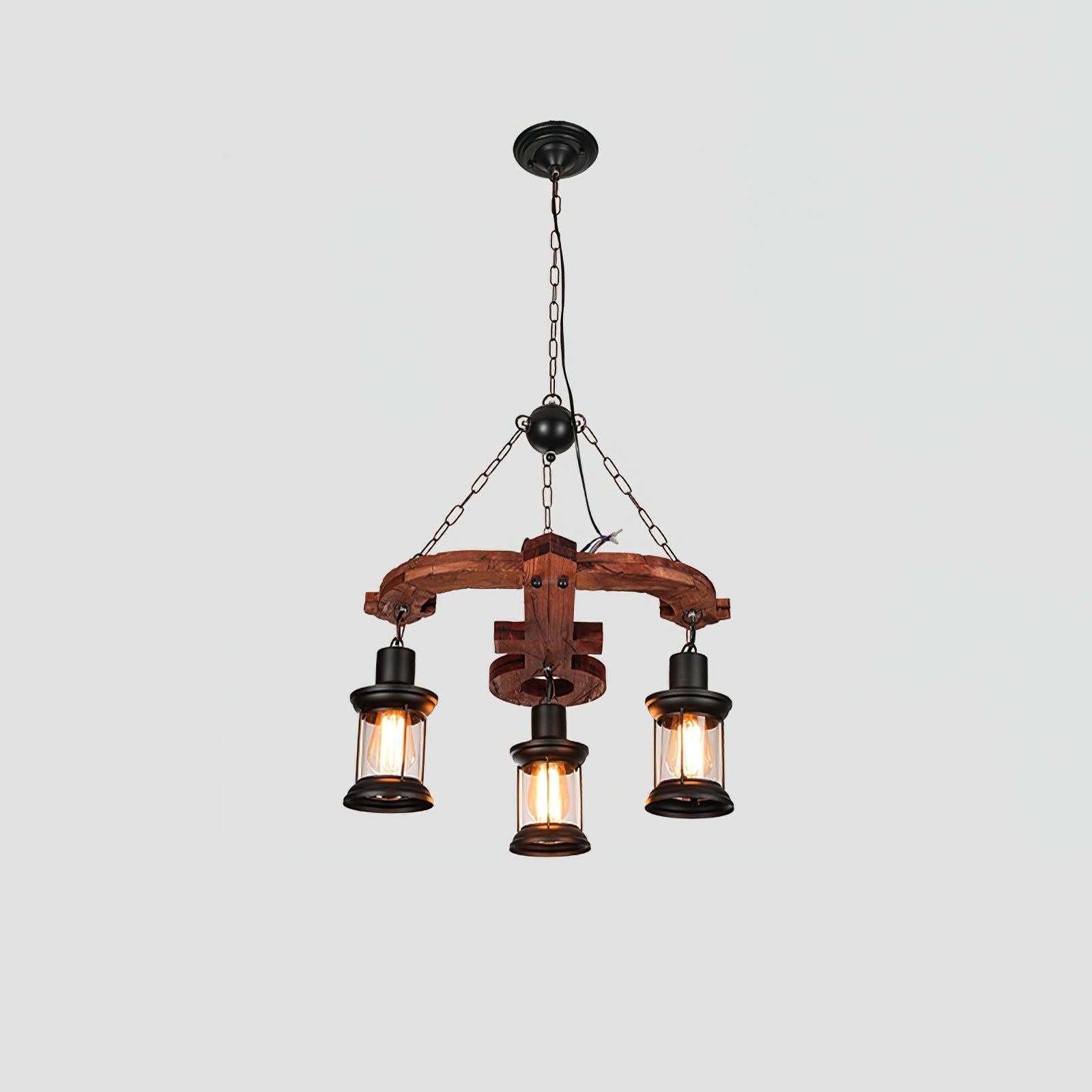 Nautical Industrial Style Wooden Chandelier with 1/3/6/8 heads-Sylvia Space