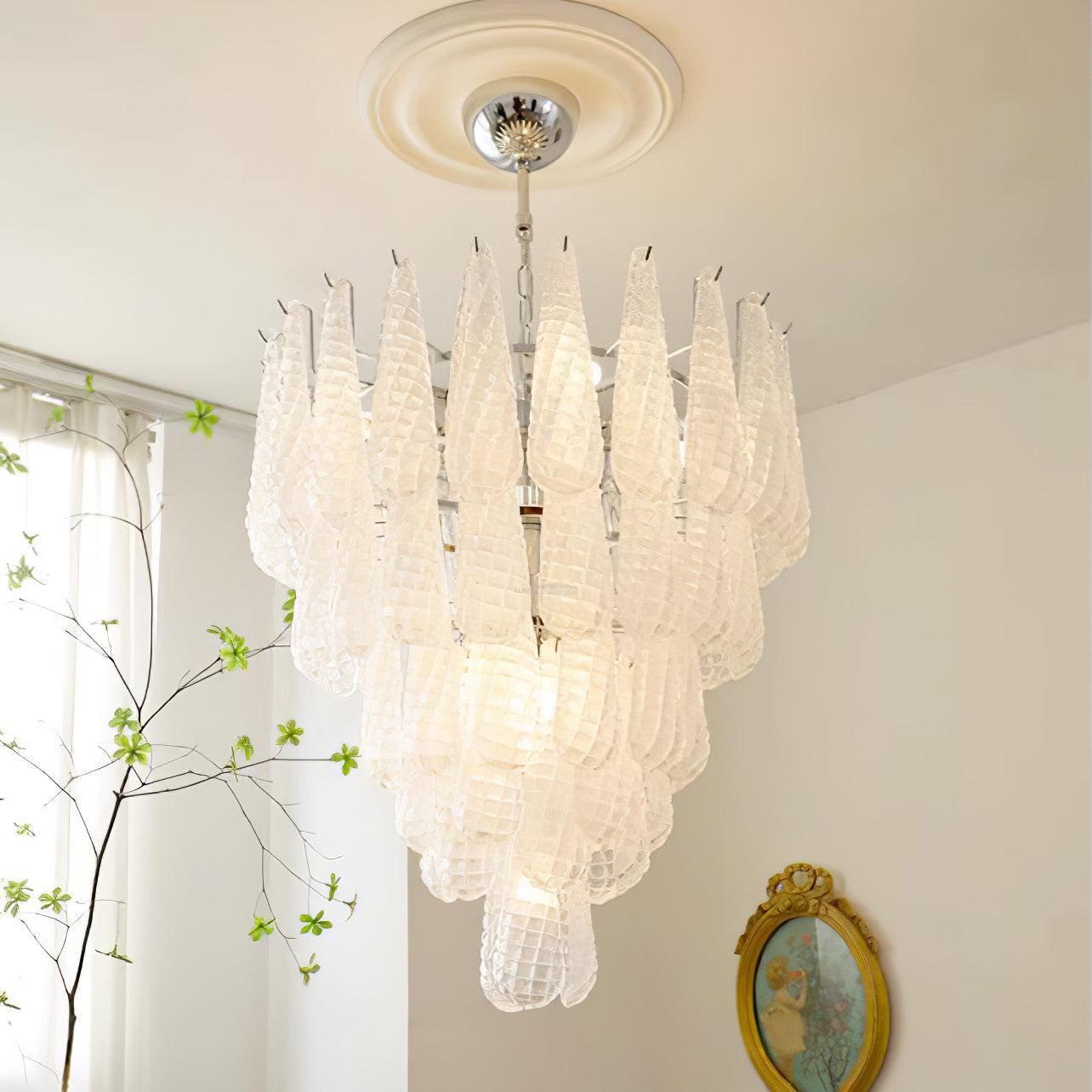 Grid Glass Style Waterfall Chandelier-Sylvia Space