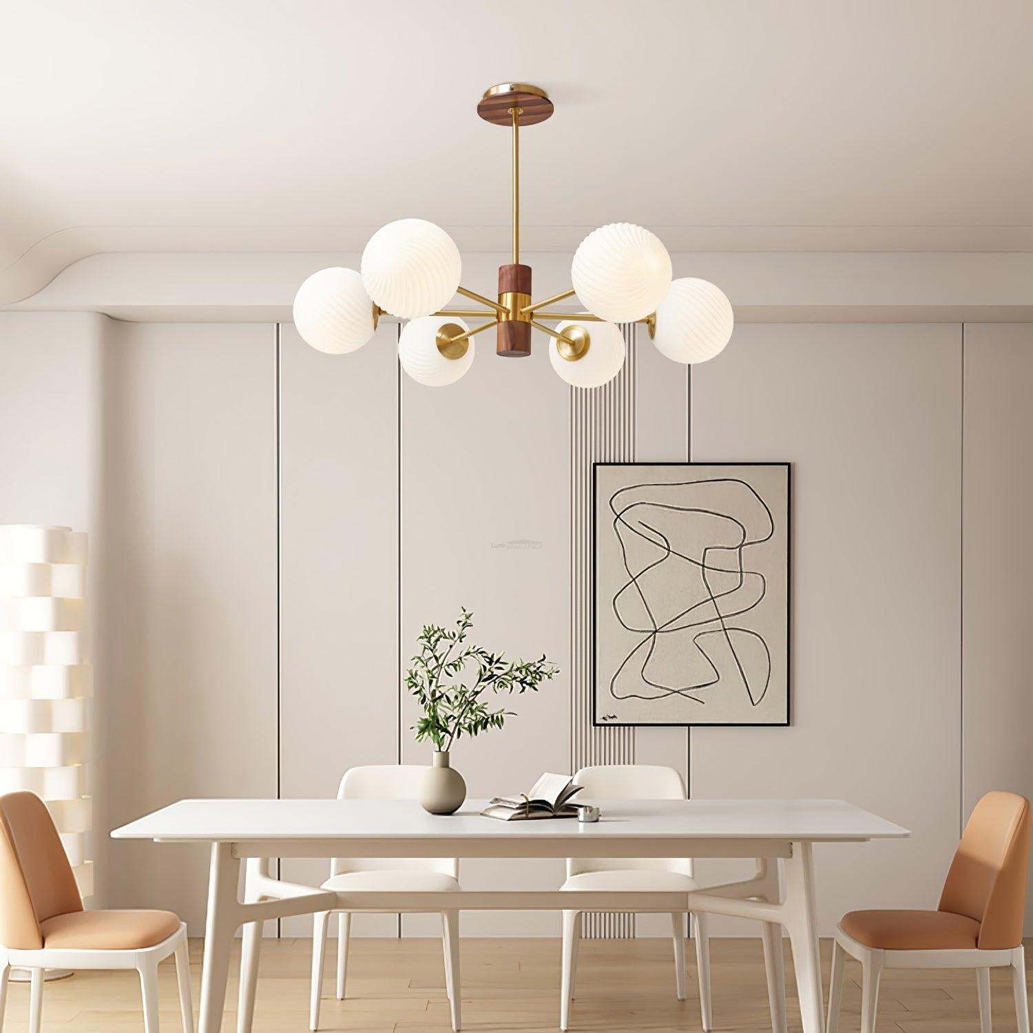 Ribbed Babble Glass Chandelier with 6/9 heads-Sylvia Space